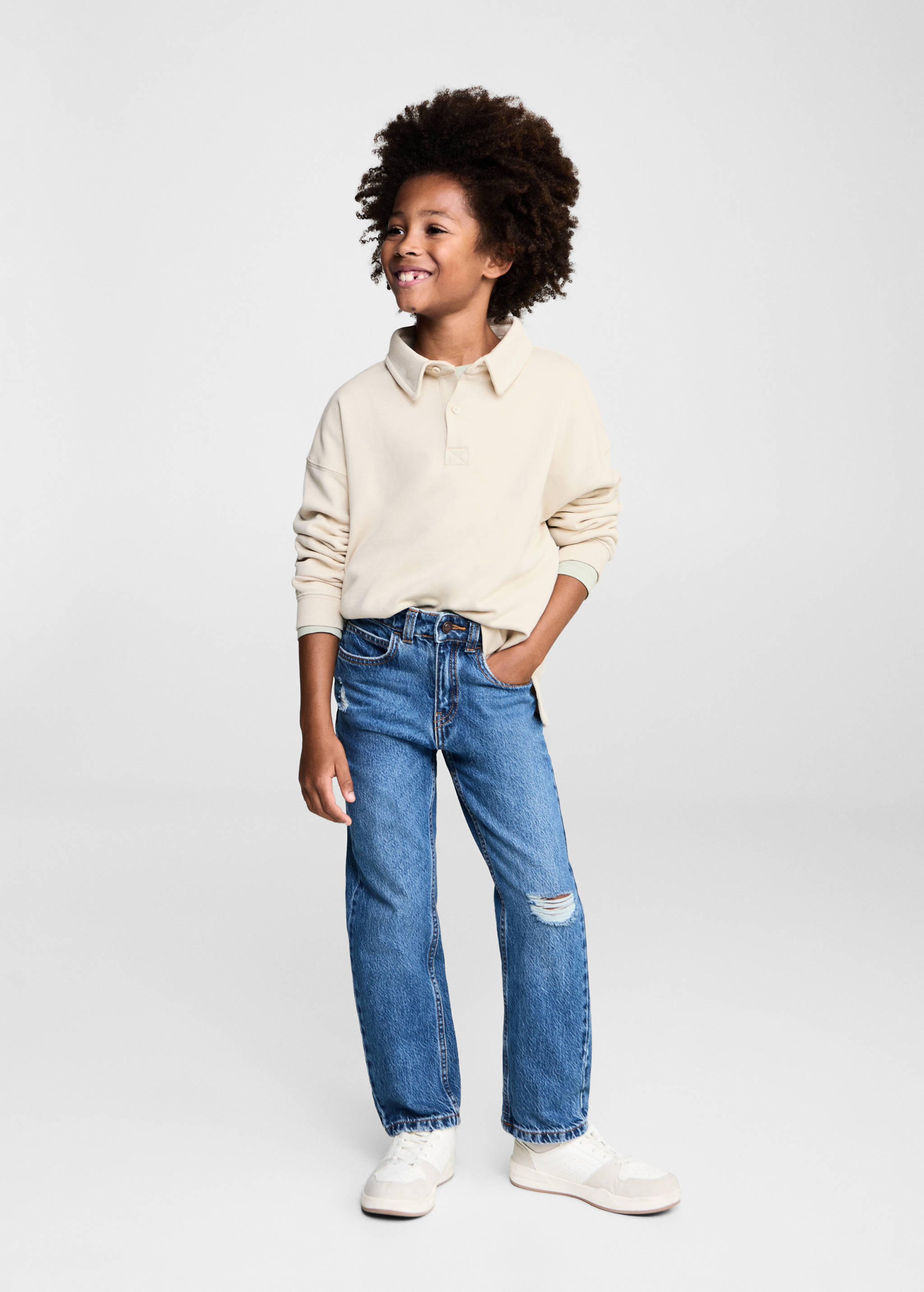 Polo coton à manches longues - Plan général