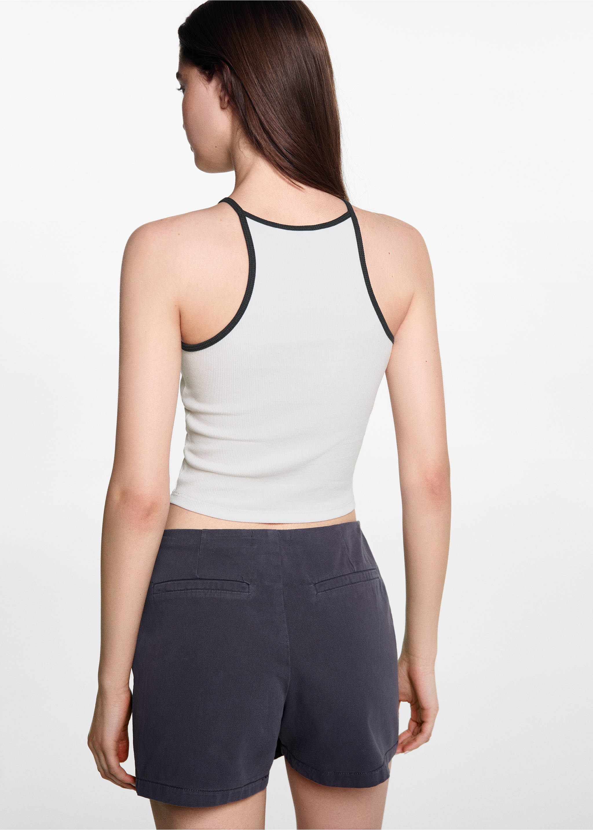 Trägershirt aus Baumwolle - Rückseite des Artikels, Cremeweiß. Ref: 77080614-00.