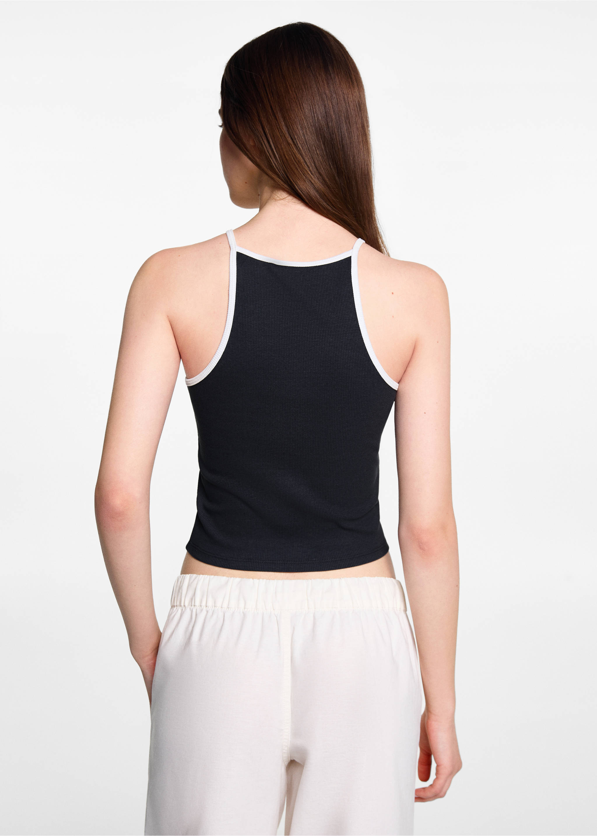 Strap cotton T-shirt - Reverse of the article, Charcoal. Ref: 77080614-00.