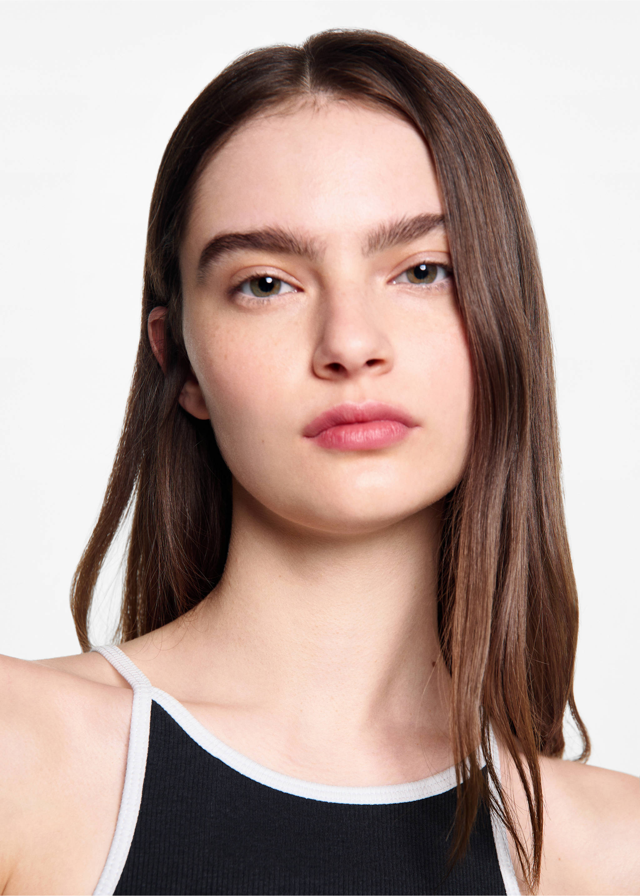 Strap cotton T-shirt - Details of the article 1, Charcoal. Ref: 77080614-00.