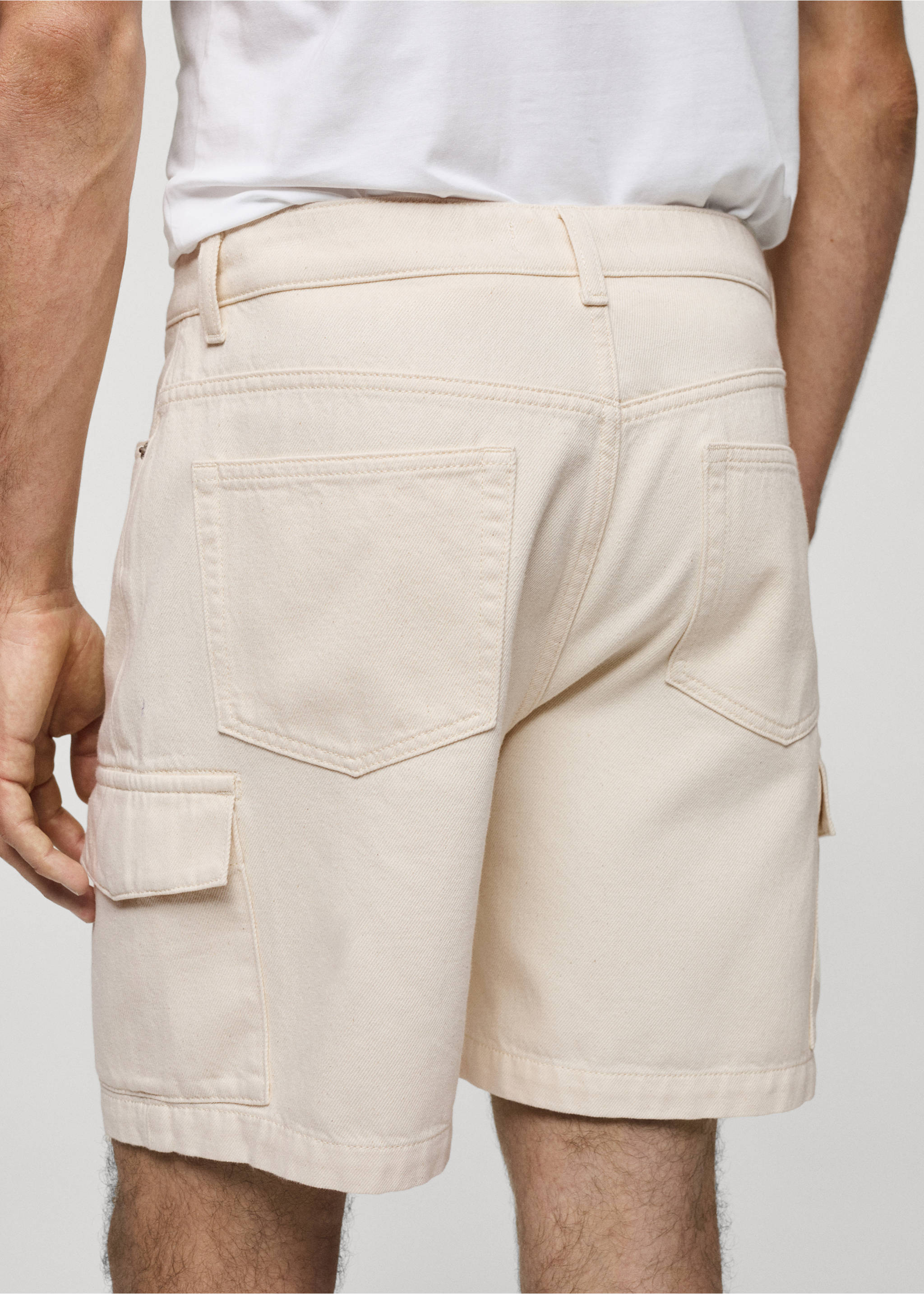 Denim cotton cargo shorts - Details of the article 6, Off White. Ref: 77080619-00.