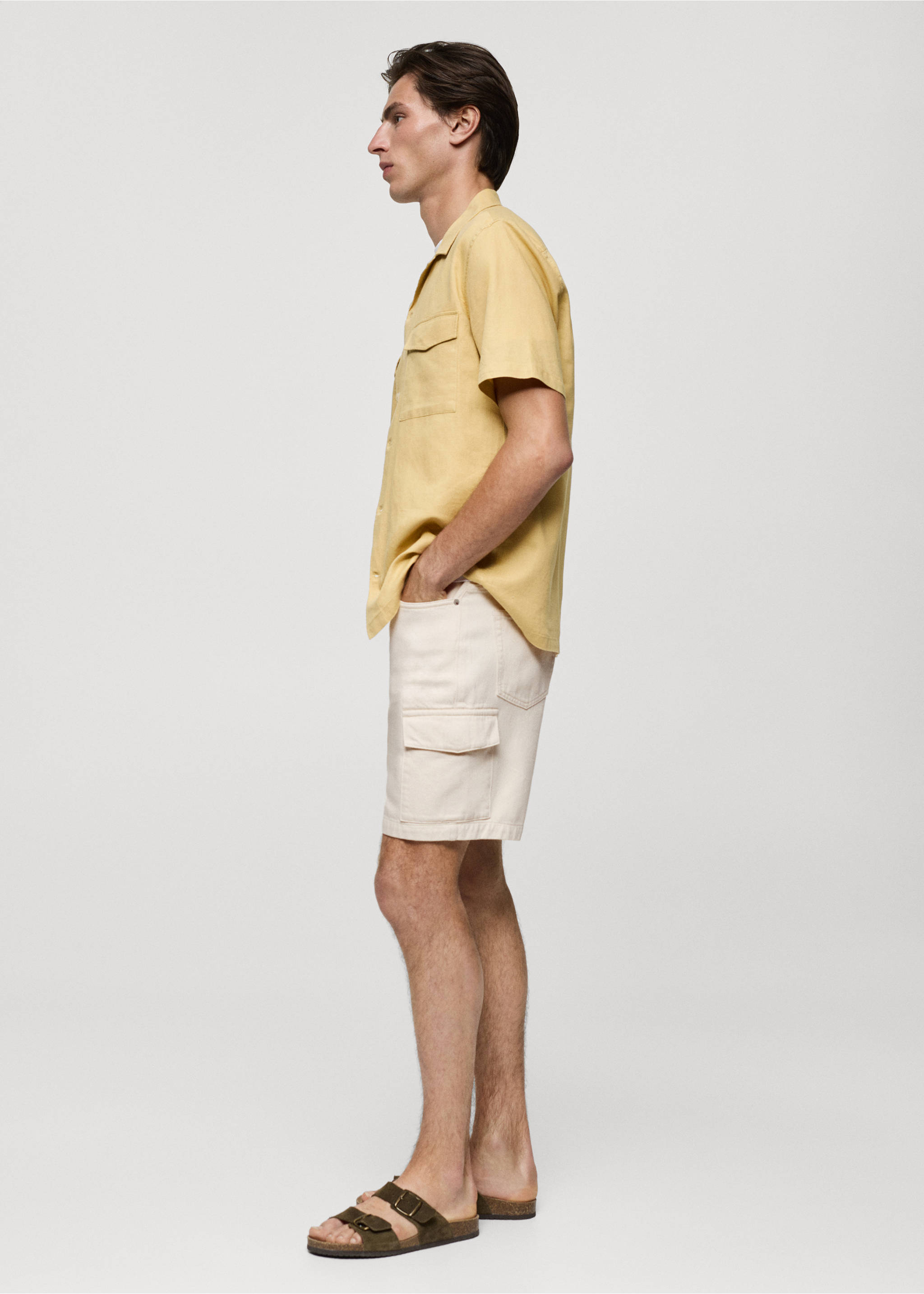 Denim cotton cargo shorts - Details of the article 2, Off White. Ref: 77080619-00.
