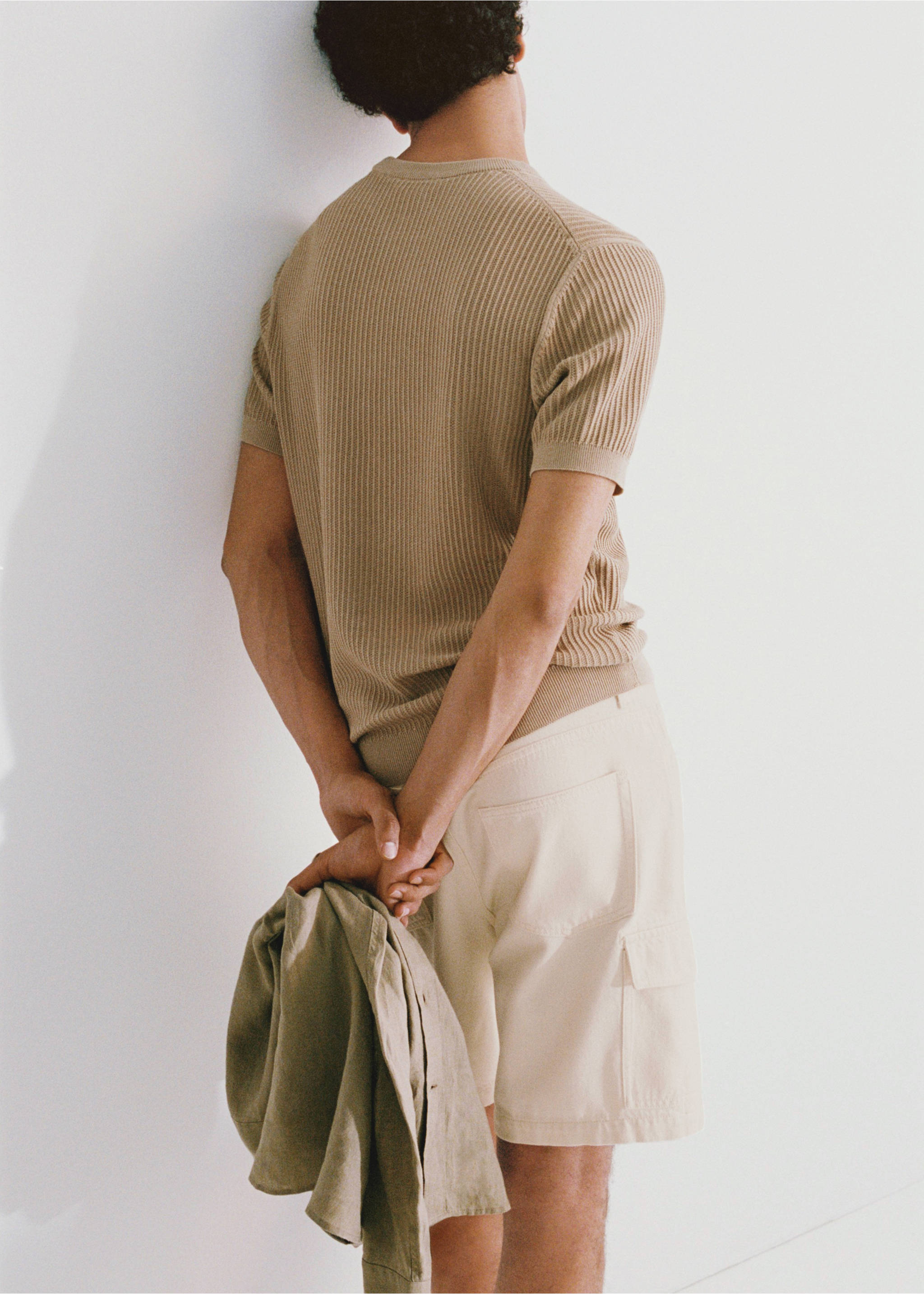 Denim cotton cargo shorts - Details of the article 3, Off White. Ref: 77080619-00.