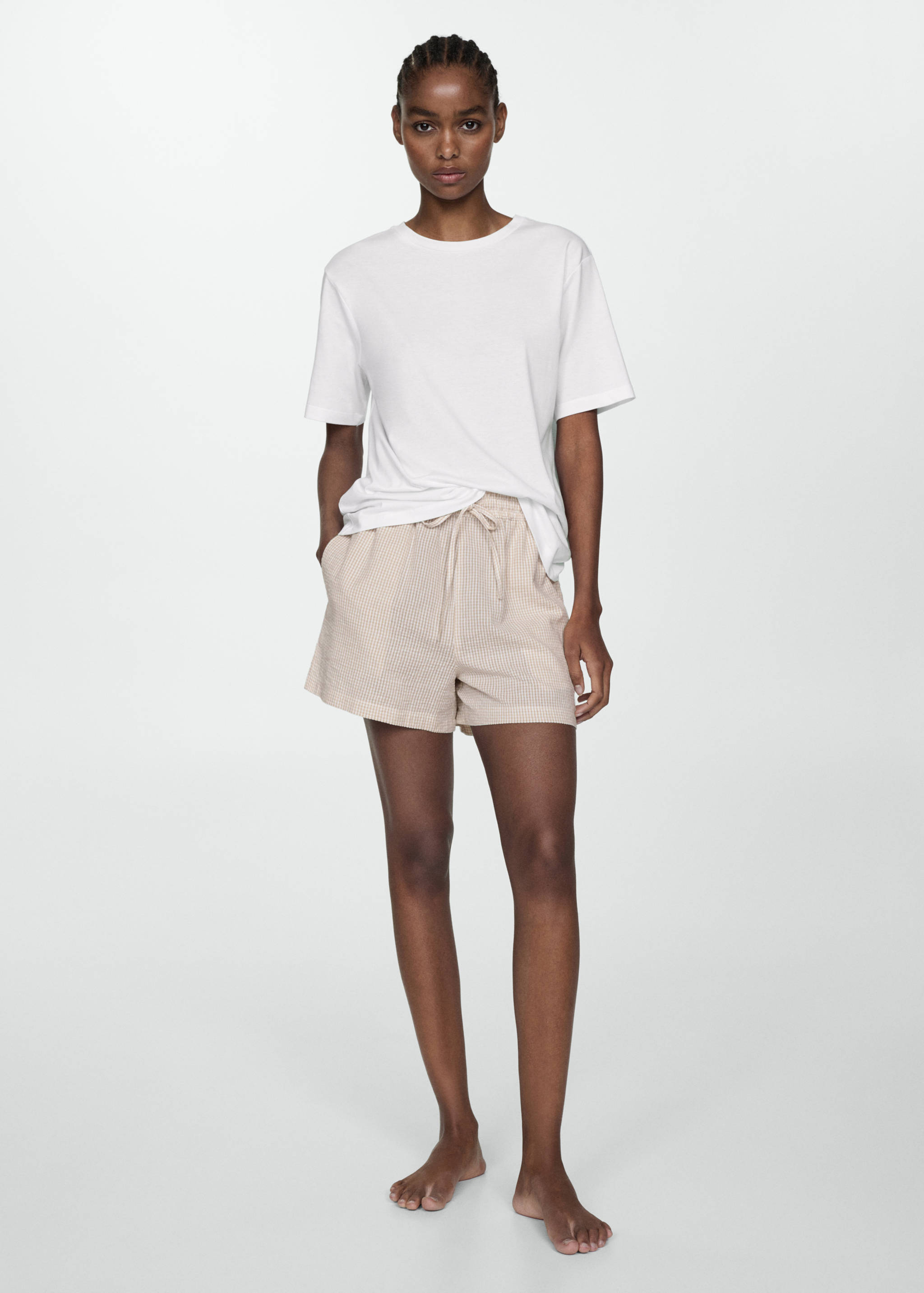 Gingham-check two-piece pyjamas - General plane