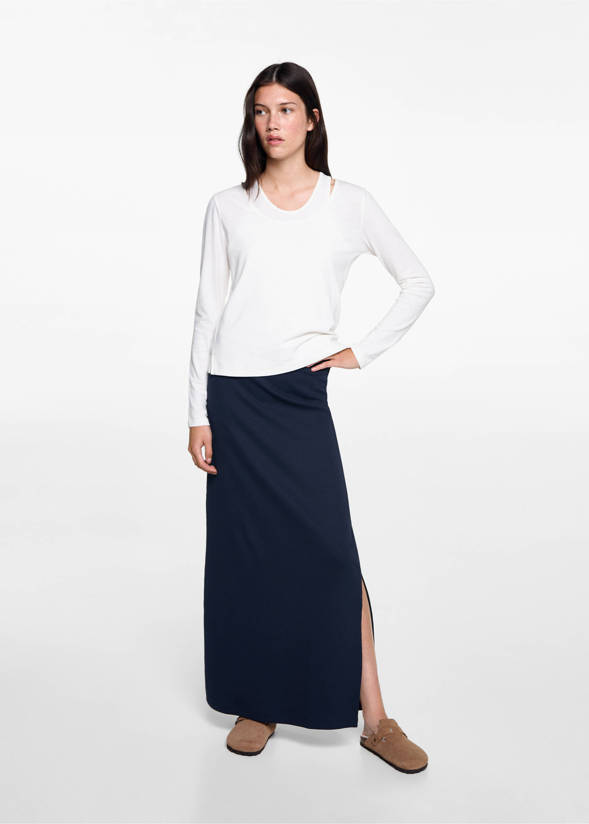 Midi skirt - General plane, Dark Navy. Ref: 77080623-00.