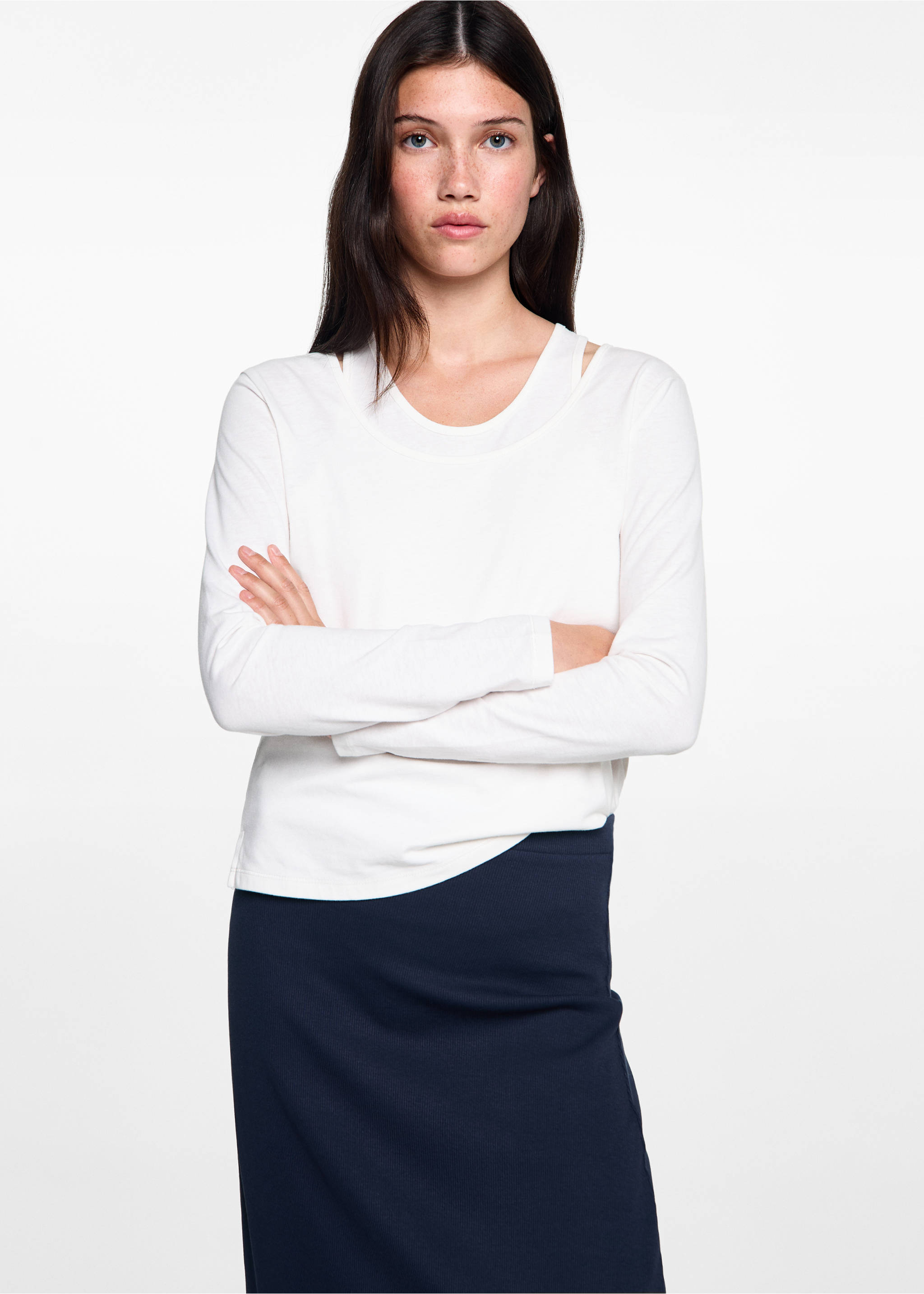 Midi skirt - Medium plane, Dark Navy. Ref: 77080623-00.