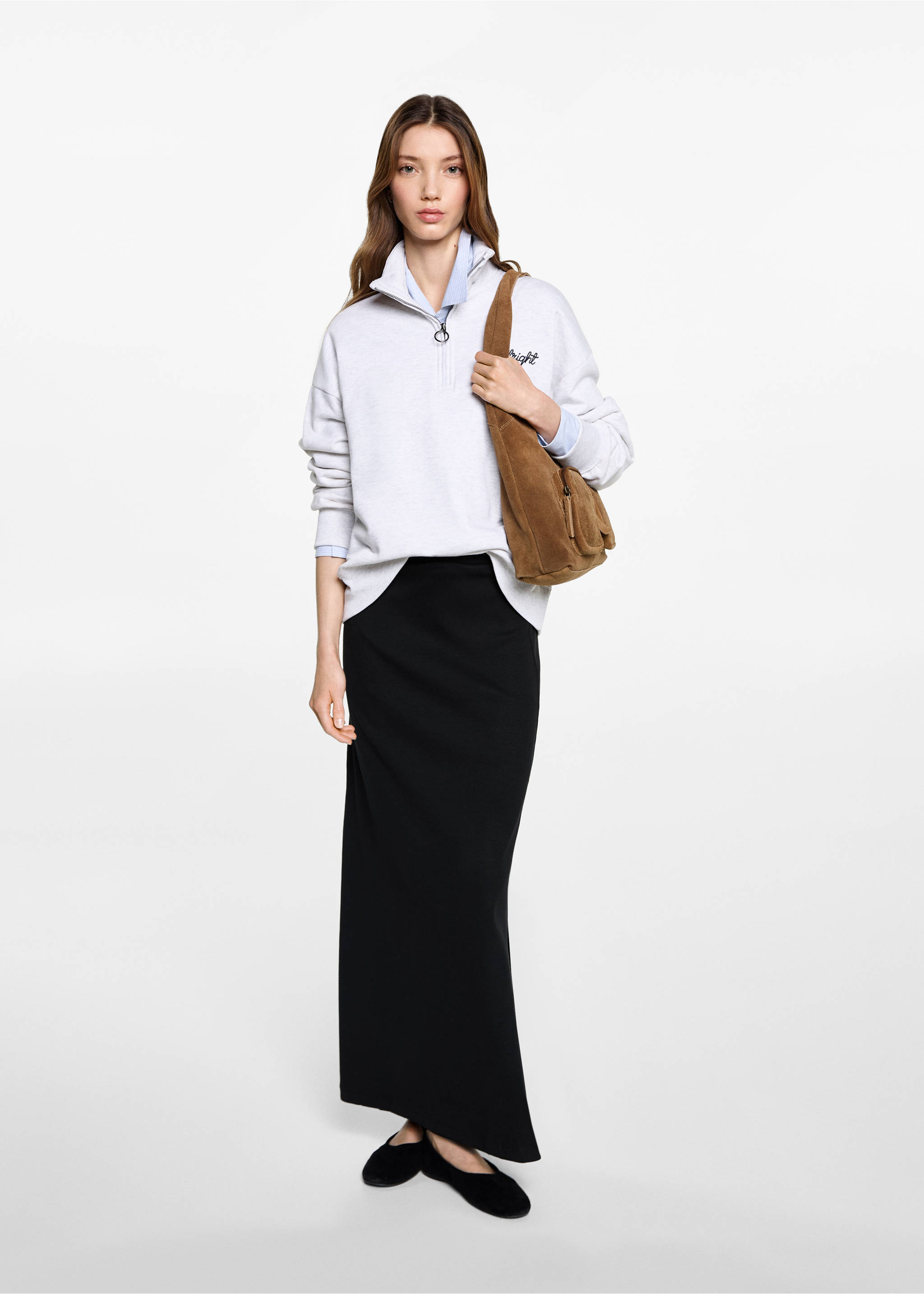 Midi skirt - General plane, Black. Ref: 77080623-00.