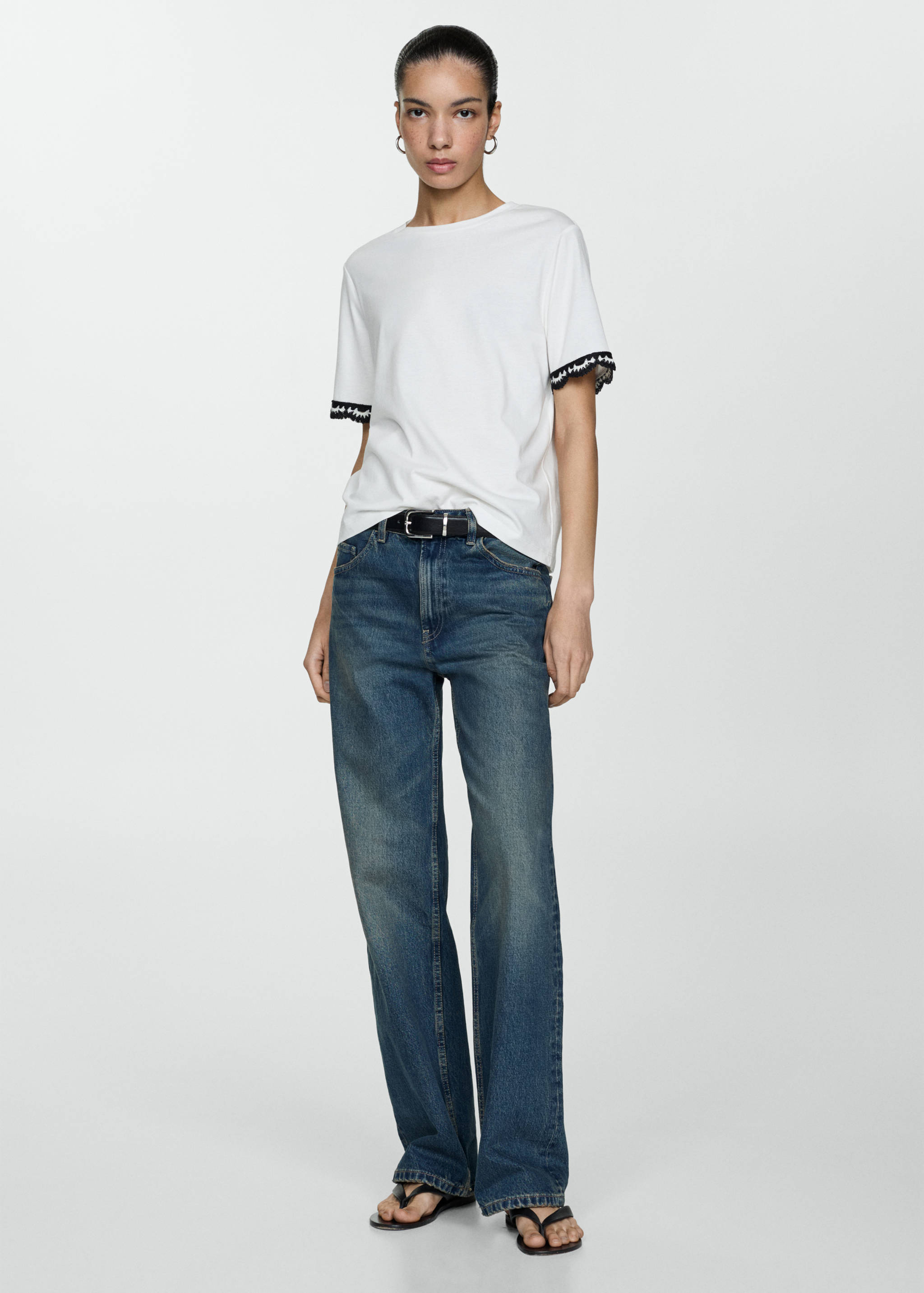 Camiseta mangas detalle crochet - Plano general