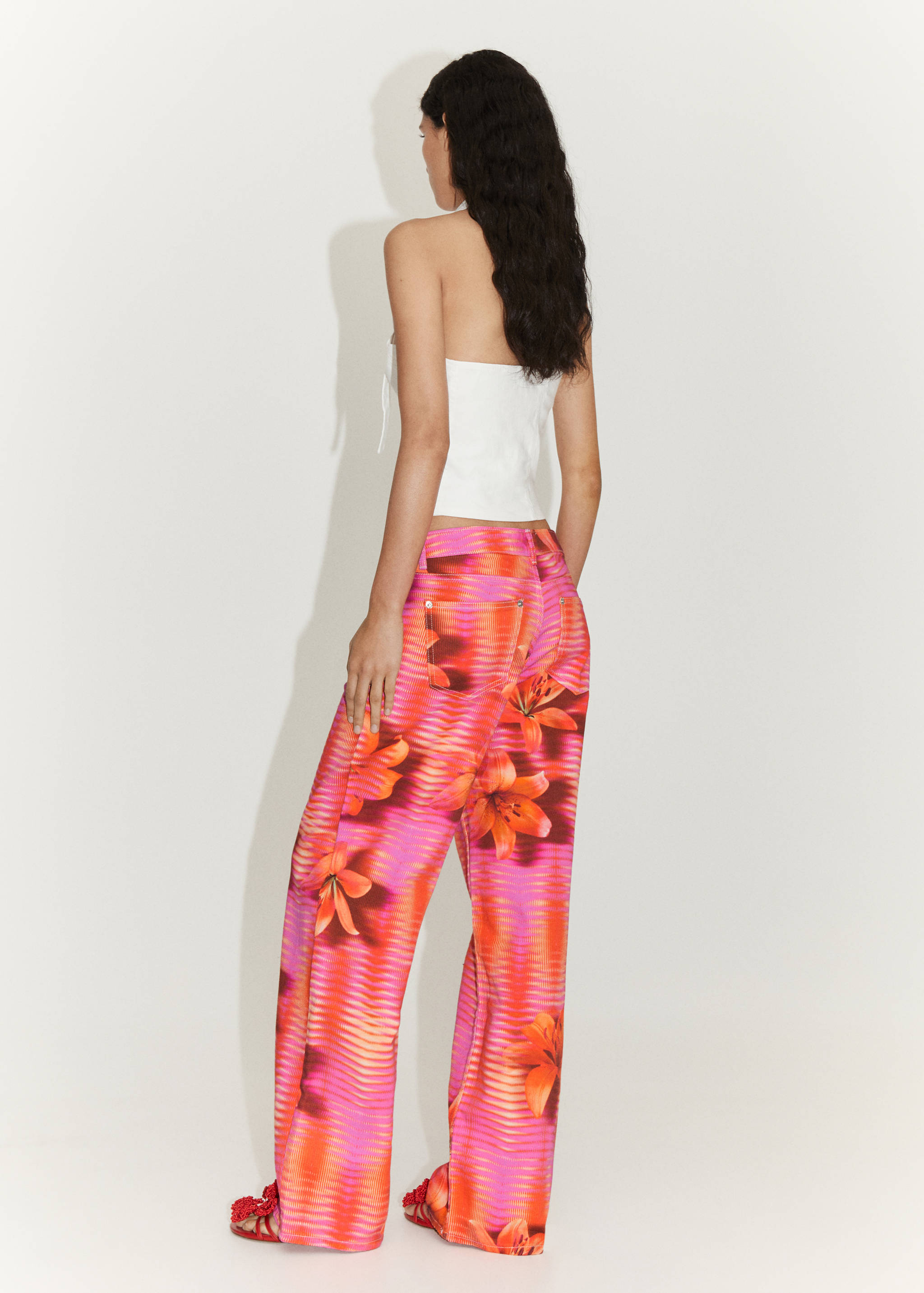 Printed wide leg jeans - Reverse of the article