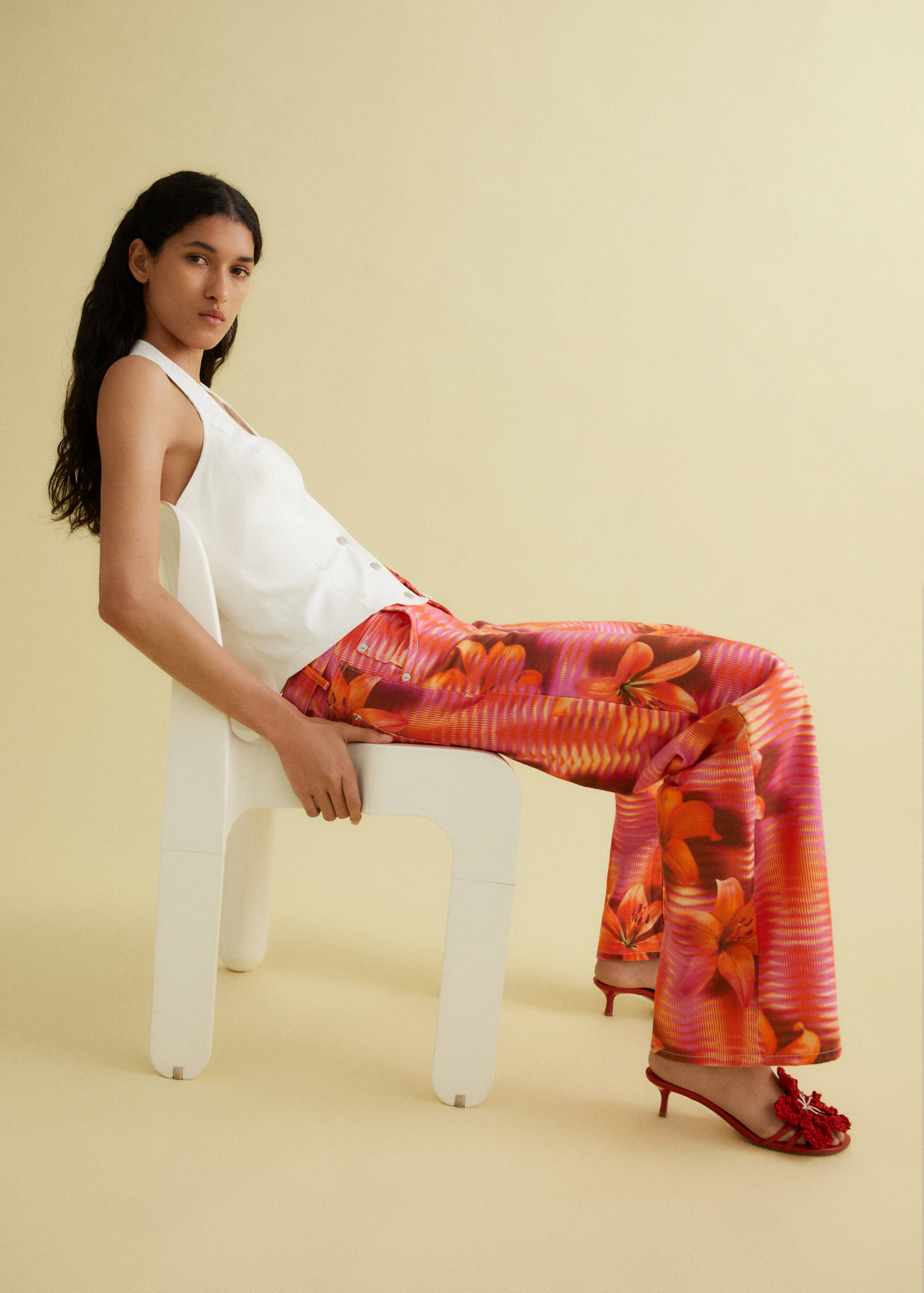 Printed wide leg jeans - Details of the article 1