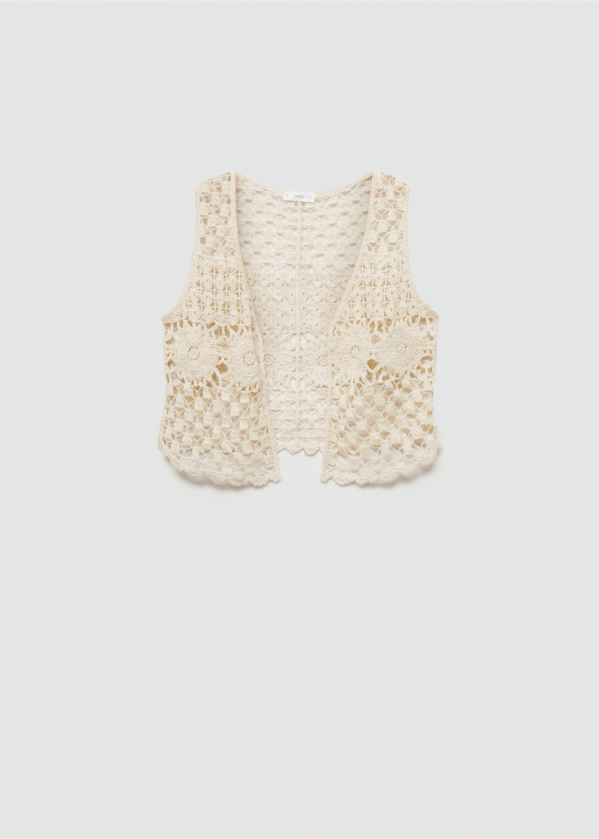 Fringed gilet - Article without model, Ecru. Ref: 77080640-00.