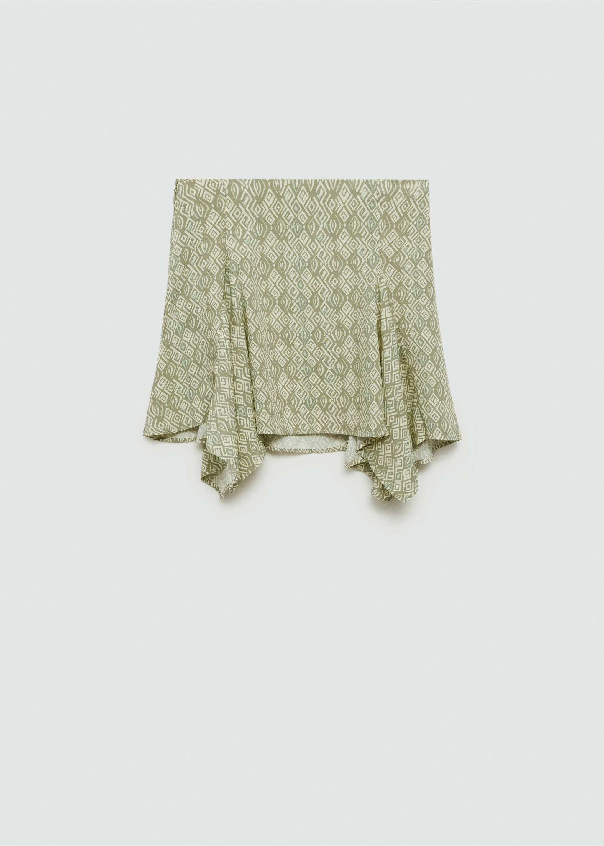 Asymmetrical printed skirt - Article without model, Green. Ref: 77080643-00.