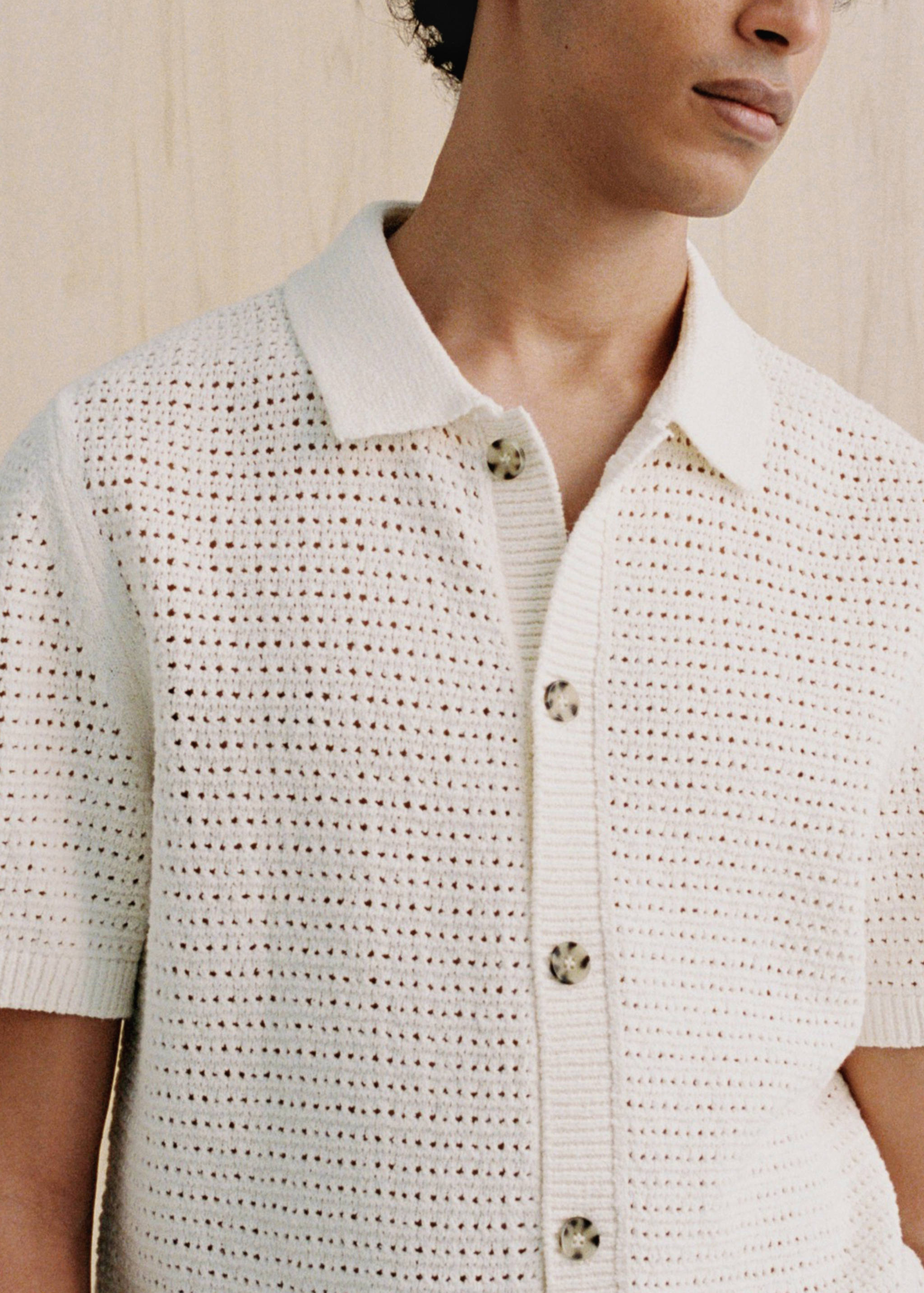Openwork knit polo with buttons - Details of the article 3