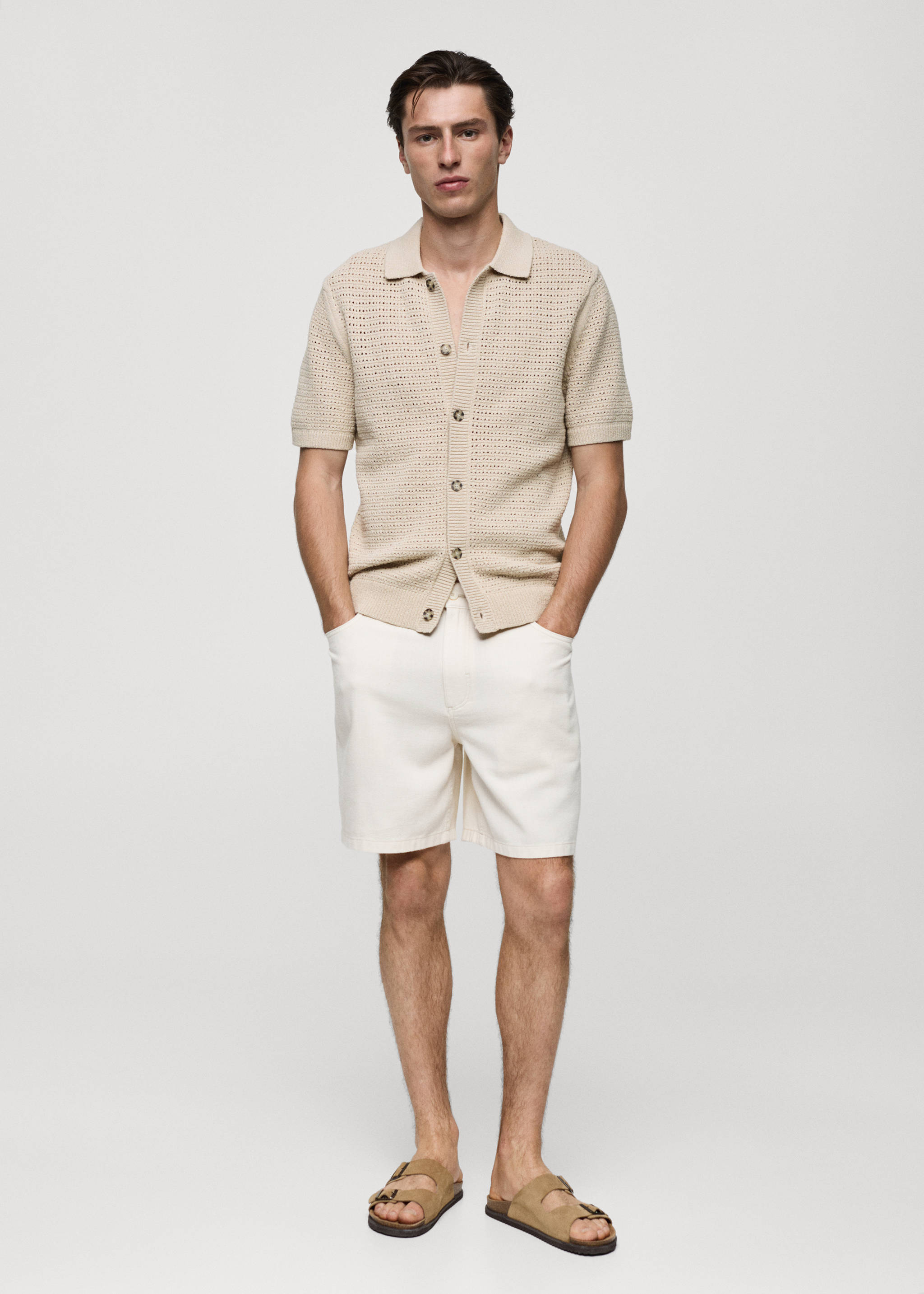 Openwork knit polo with buttons - General plane