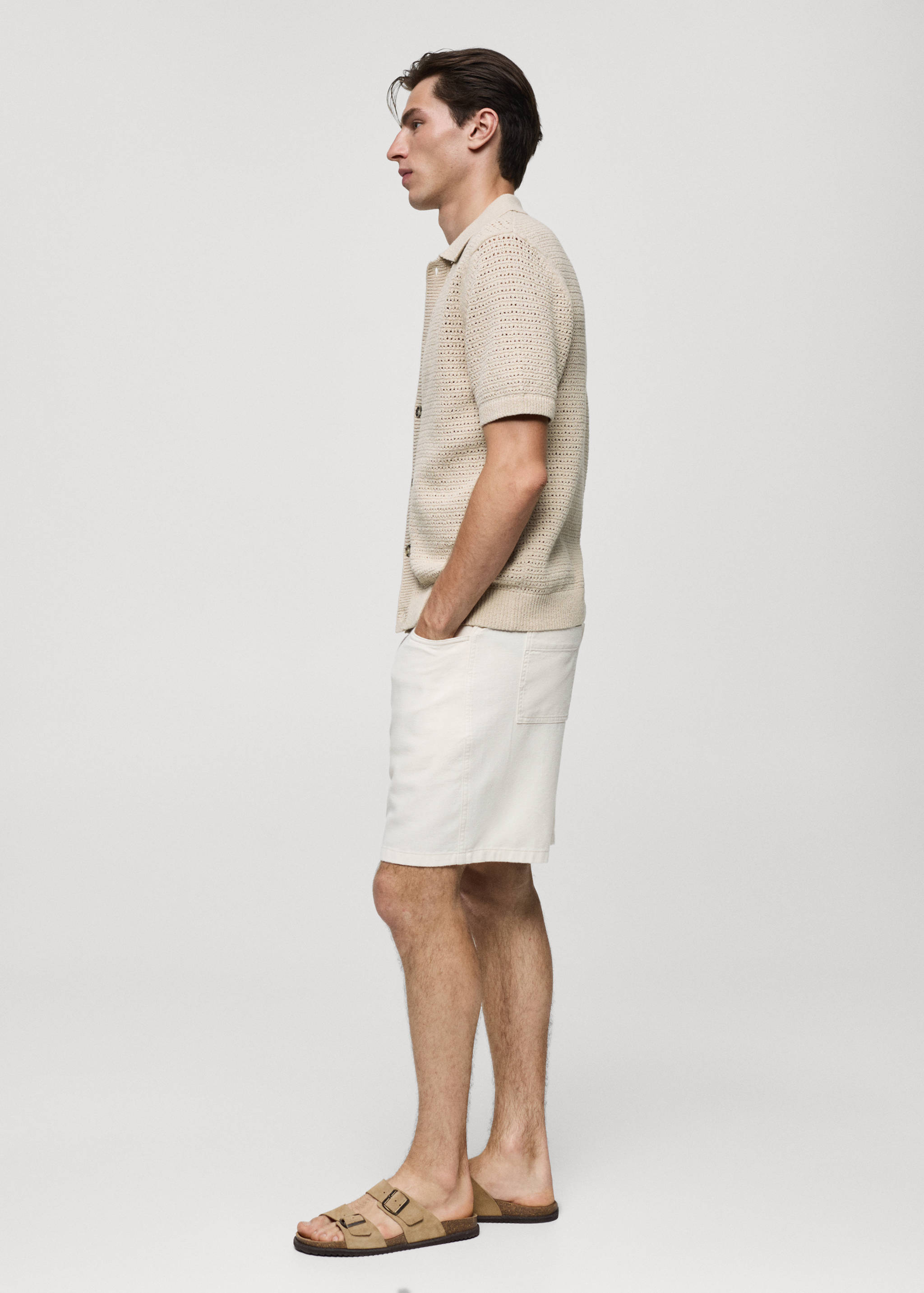 Openwork knit polo with buttons - Details of the article 2