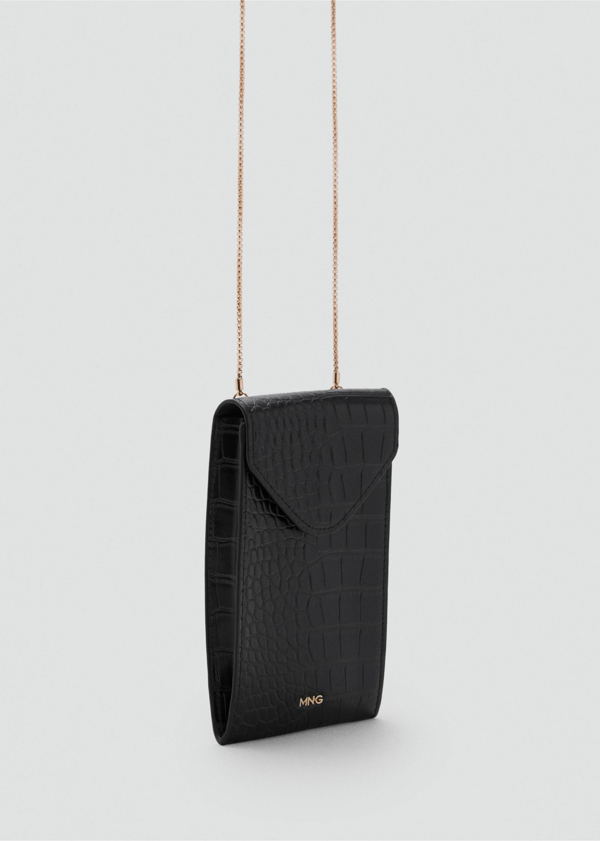 Crocodile-effect cell phone case - Medium plane, Black. Ref: 77081014-00.