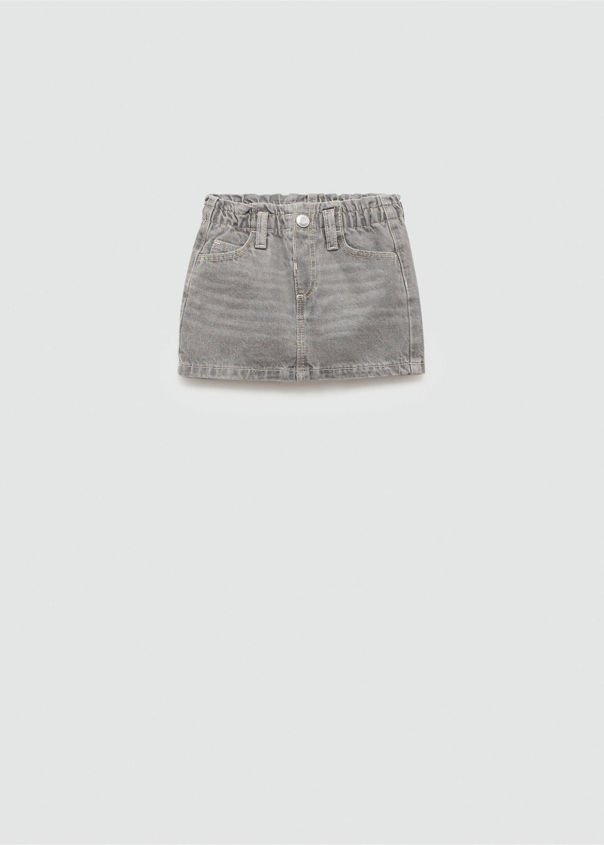 Paperbag denim skirt - Article without model, Denim Grey. Ref: 77082004-00.