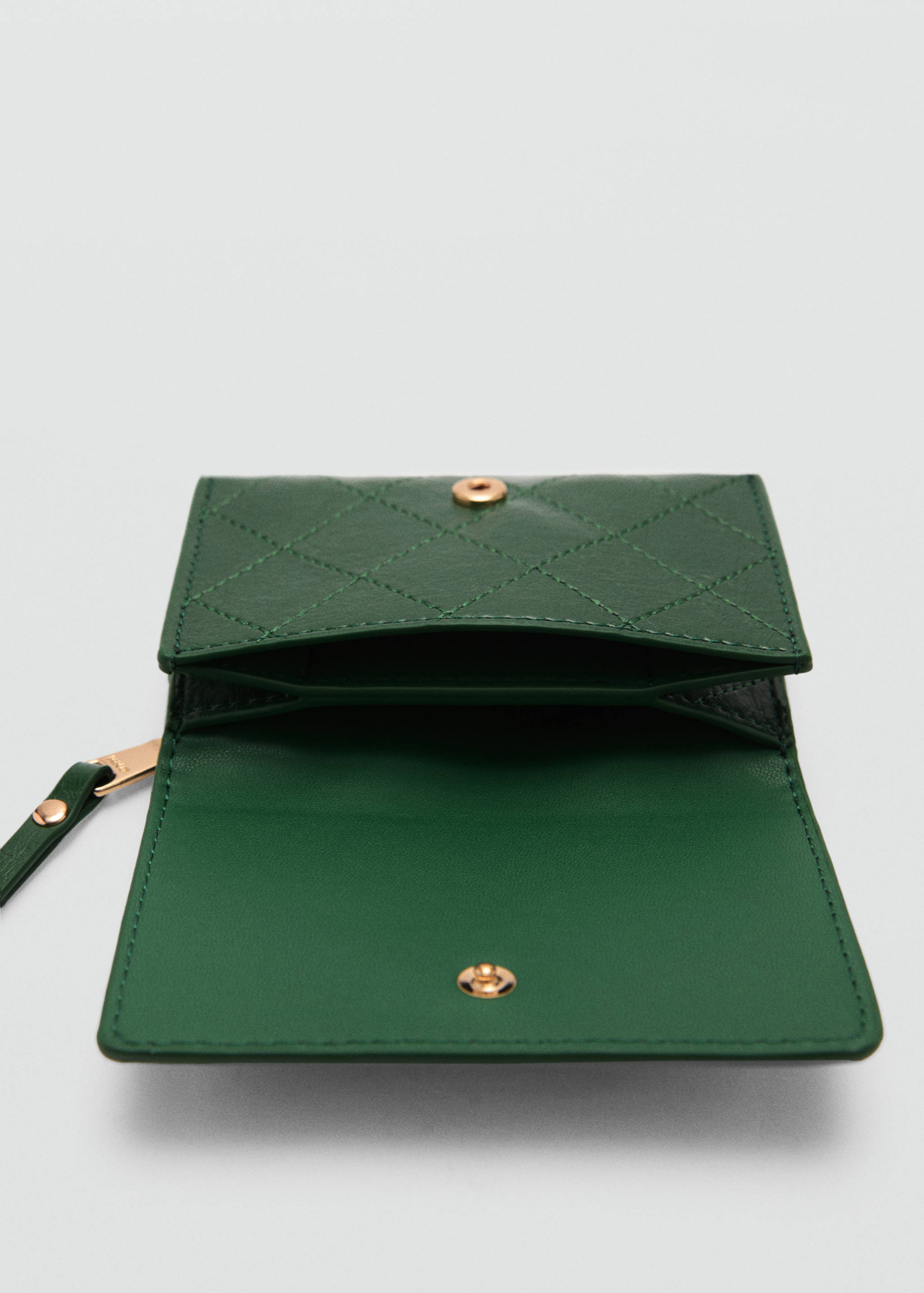 Coin purse with flap and decorative stitching - Medium plane