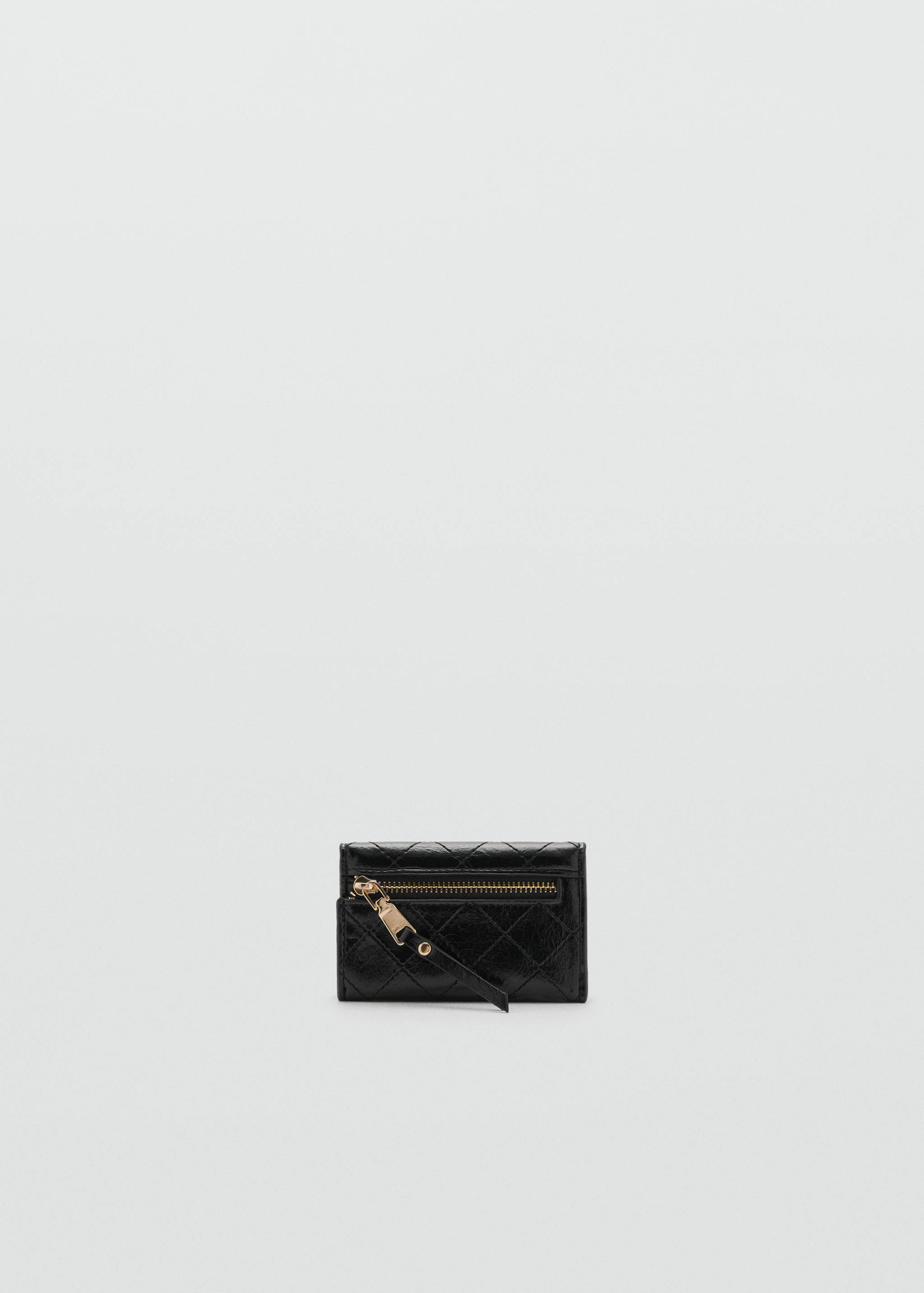 Coin purse with flap and decorative stitching - Medium plane