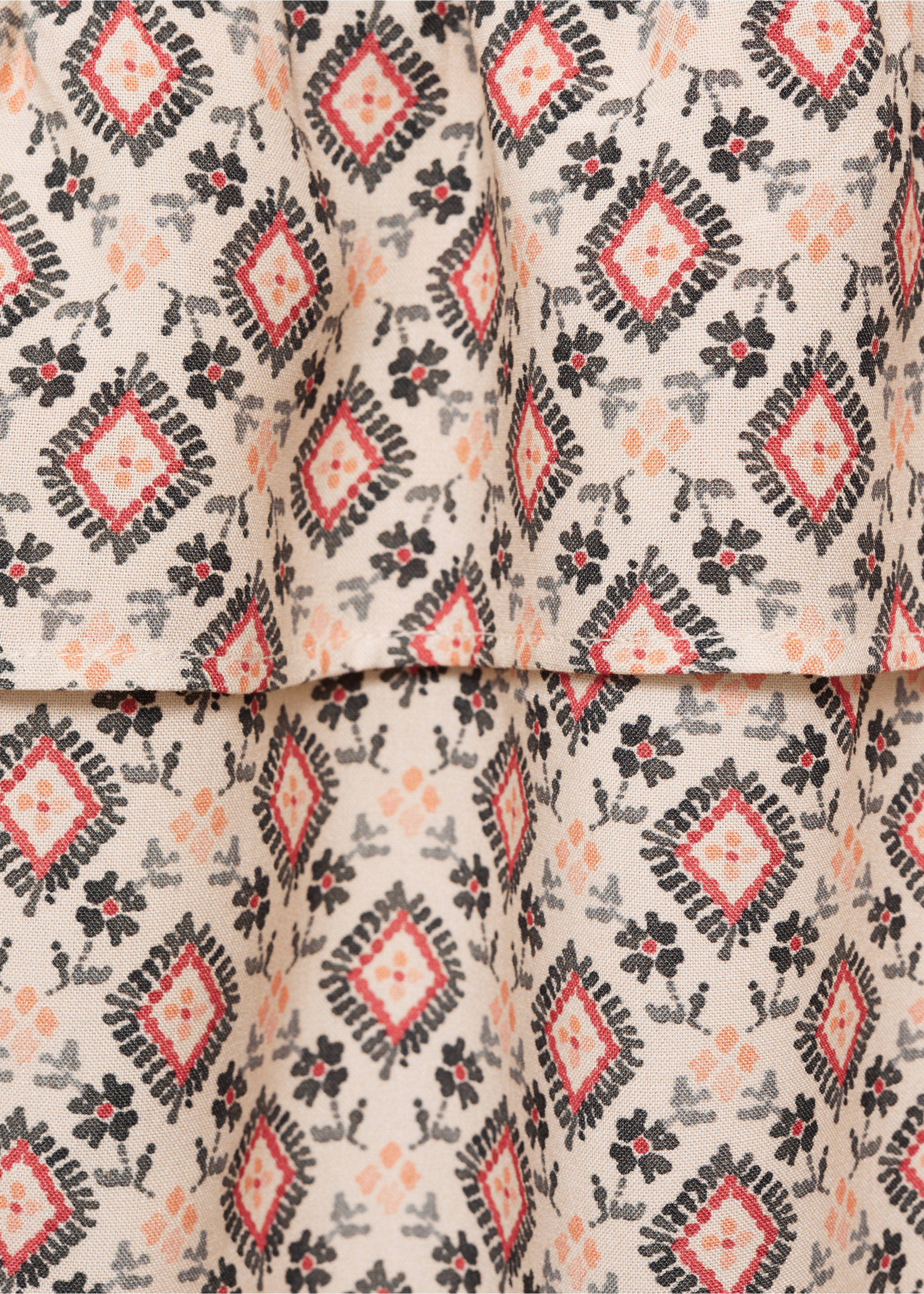 Printed ruffle skirt - Details of the article 8, Peach. Ref: 77082008-00.