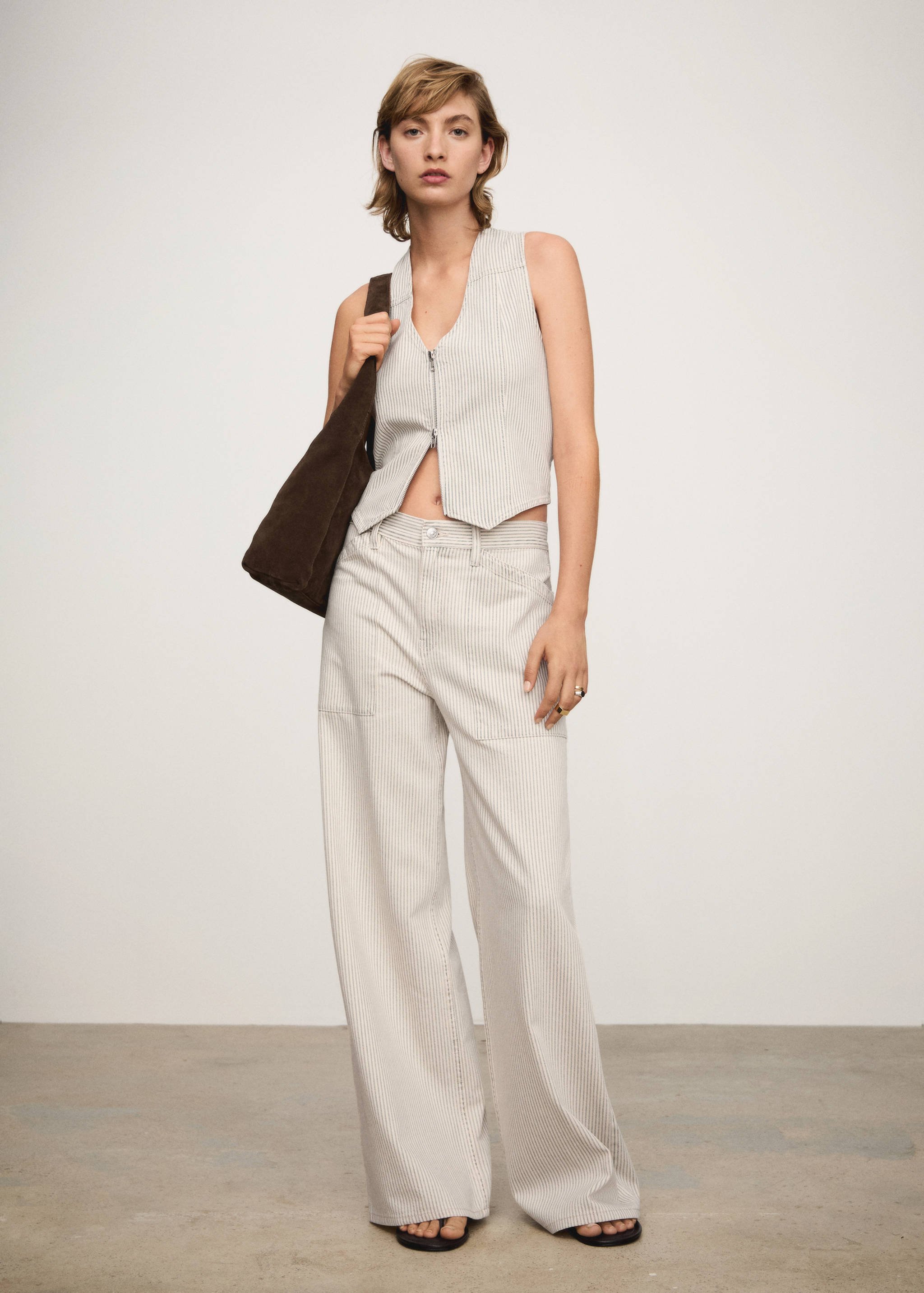 Gilet rayures fermeture Éclair - Plan général