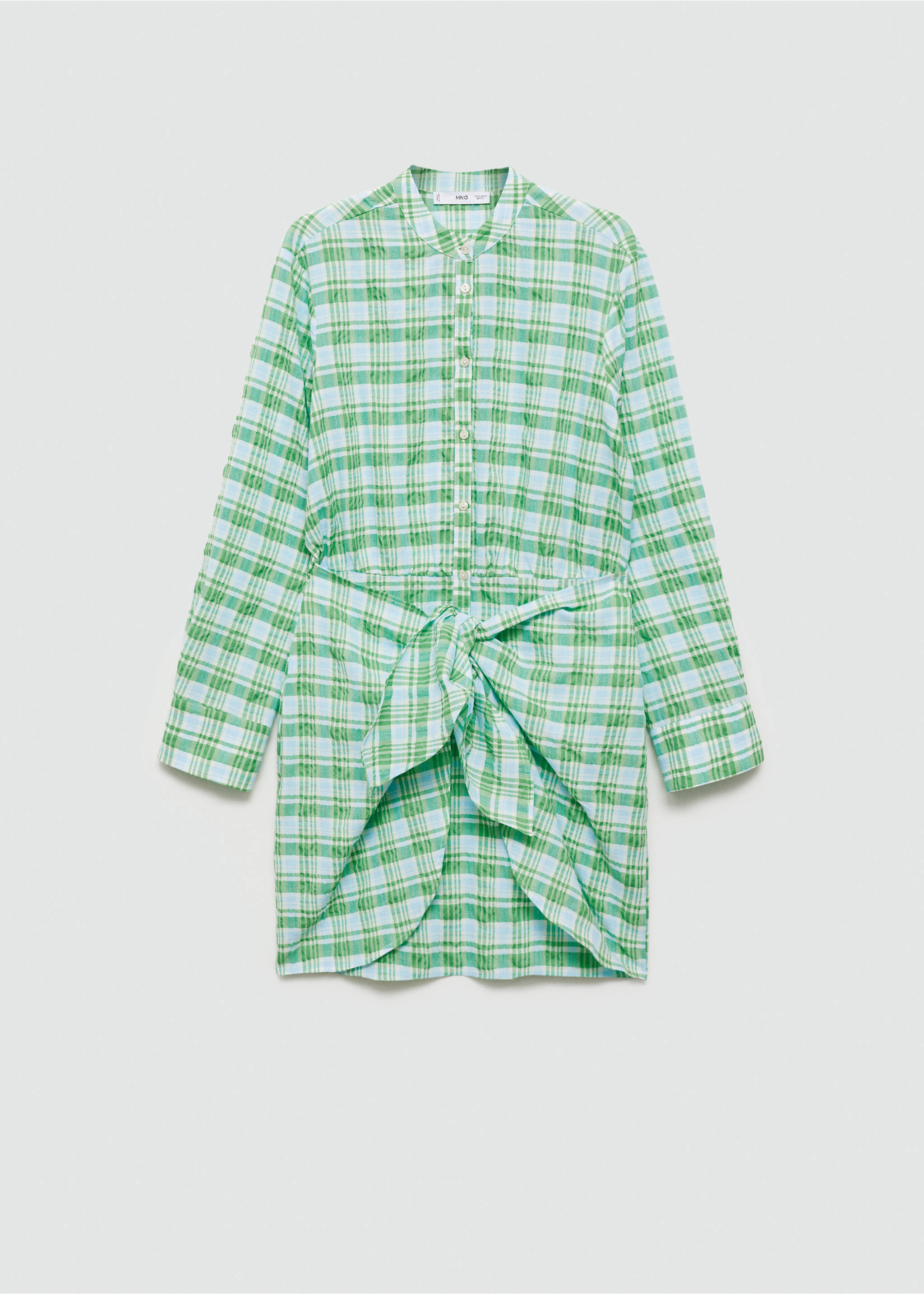 Check bow dress - Article without model, Green. Ref: 77082922-00.