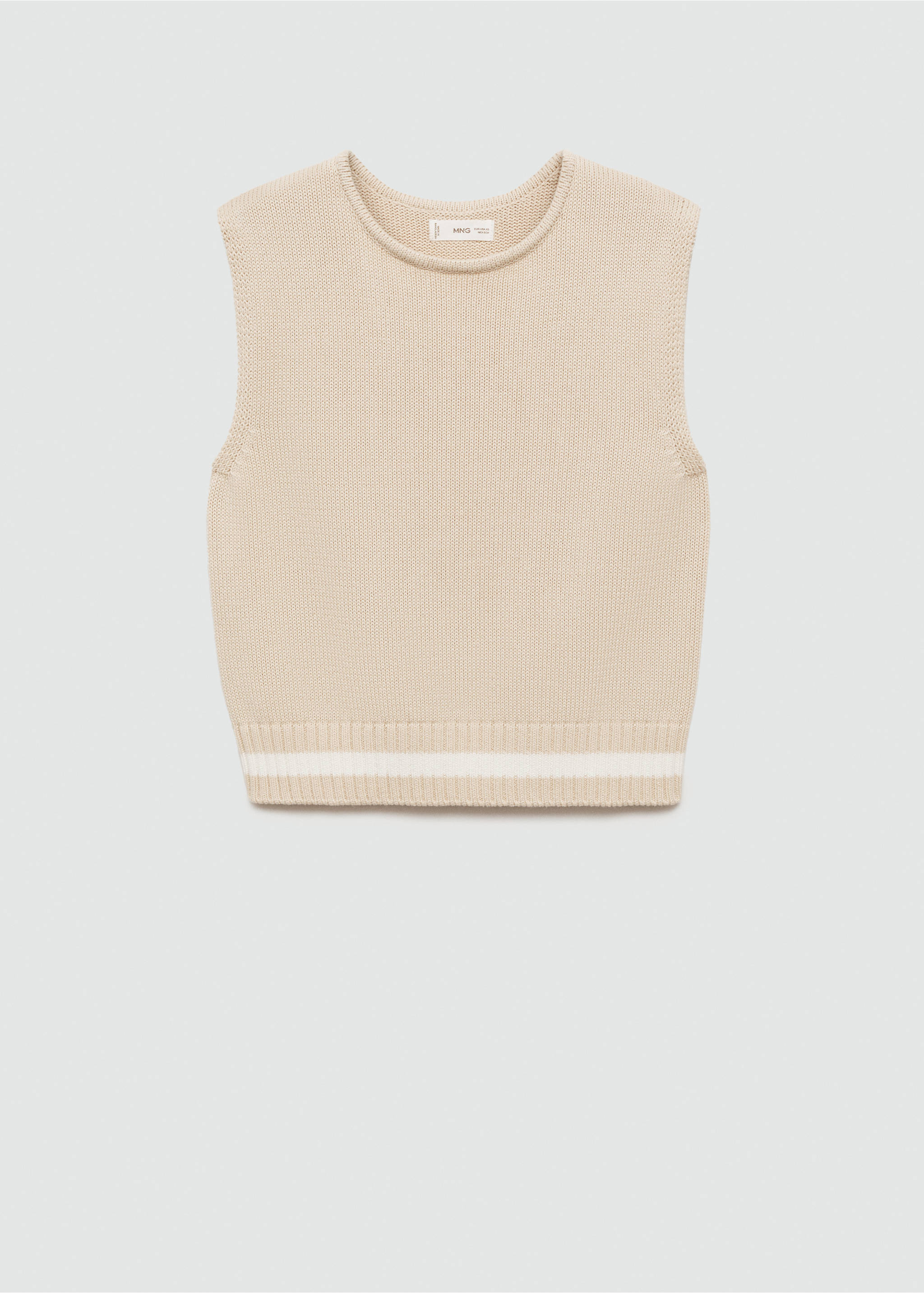 Striped knitted gilet - Article without model, Beige. Ref: 77082931-00.