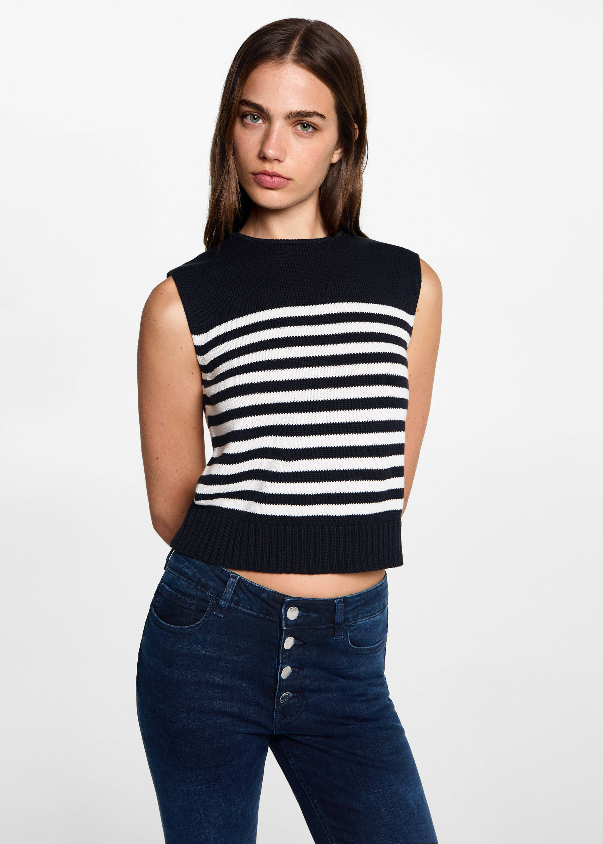 Gilet maille rayures - Plan moyen