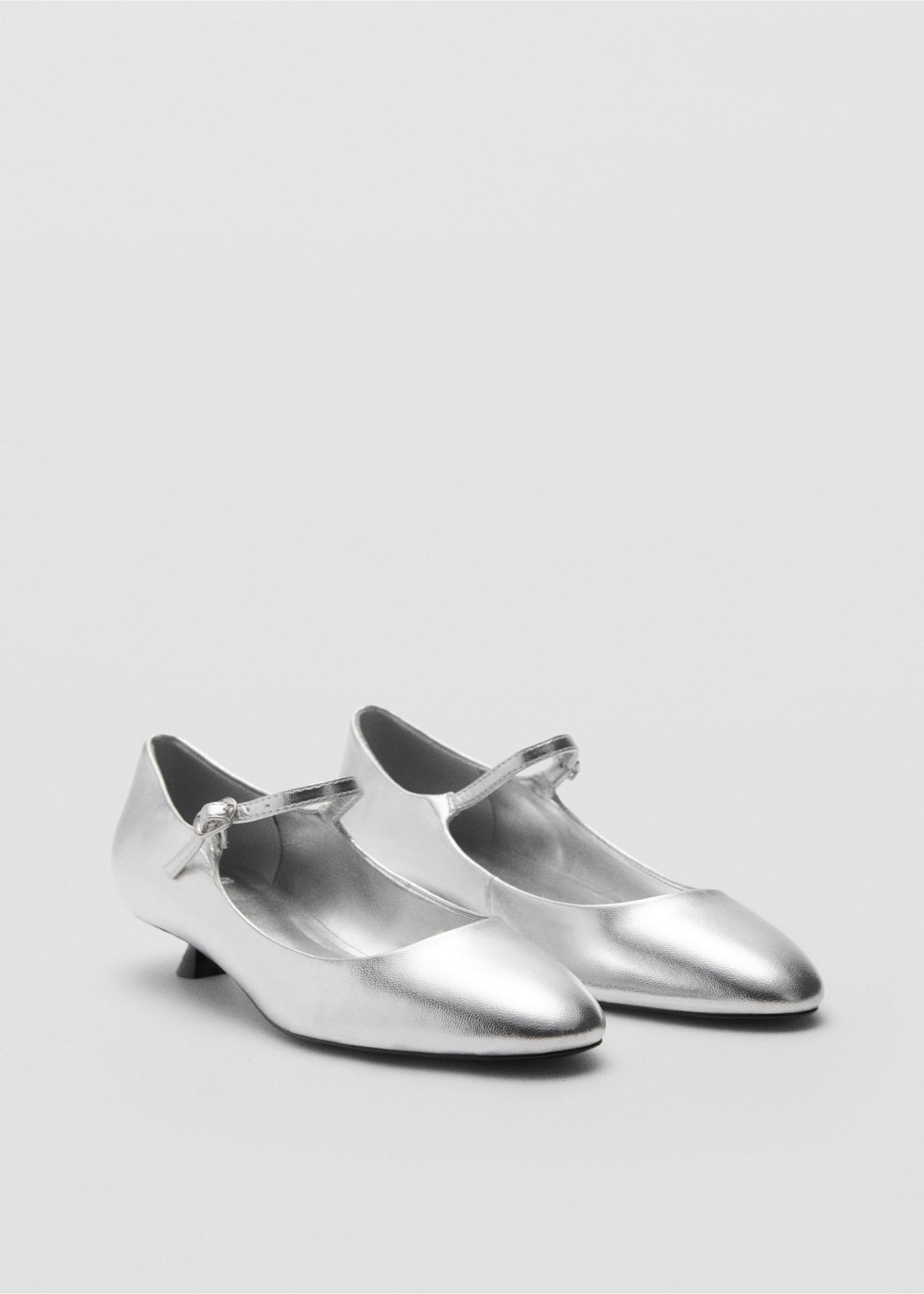 Kitten-heel shoes with buckle - Medium plane, Silver. Ref: 77082933-00.