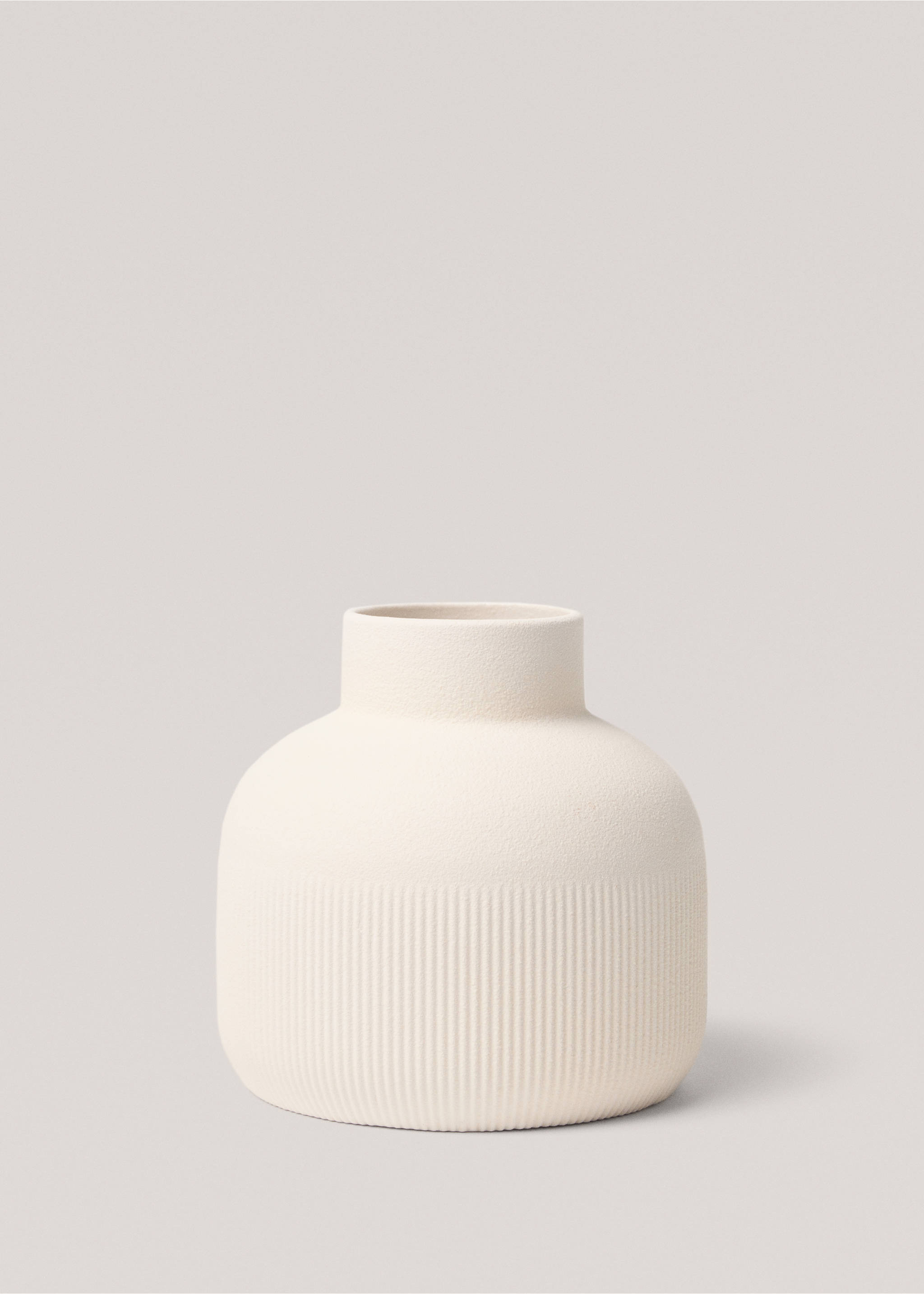 Vase grès rayures - Article sans modèle, Blanc cassé. Ref: 77083262-00.