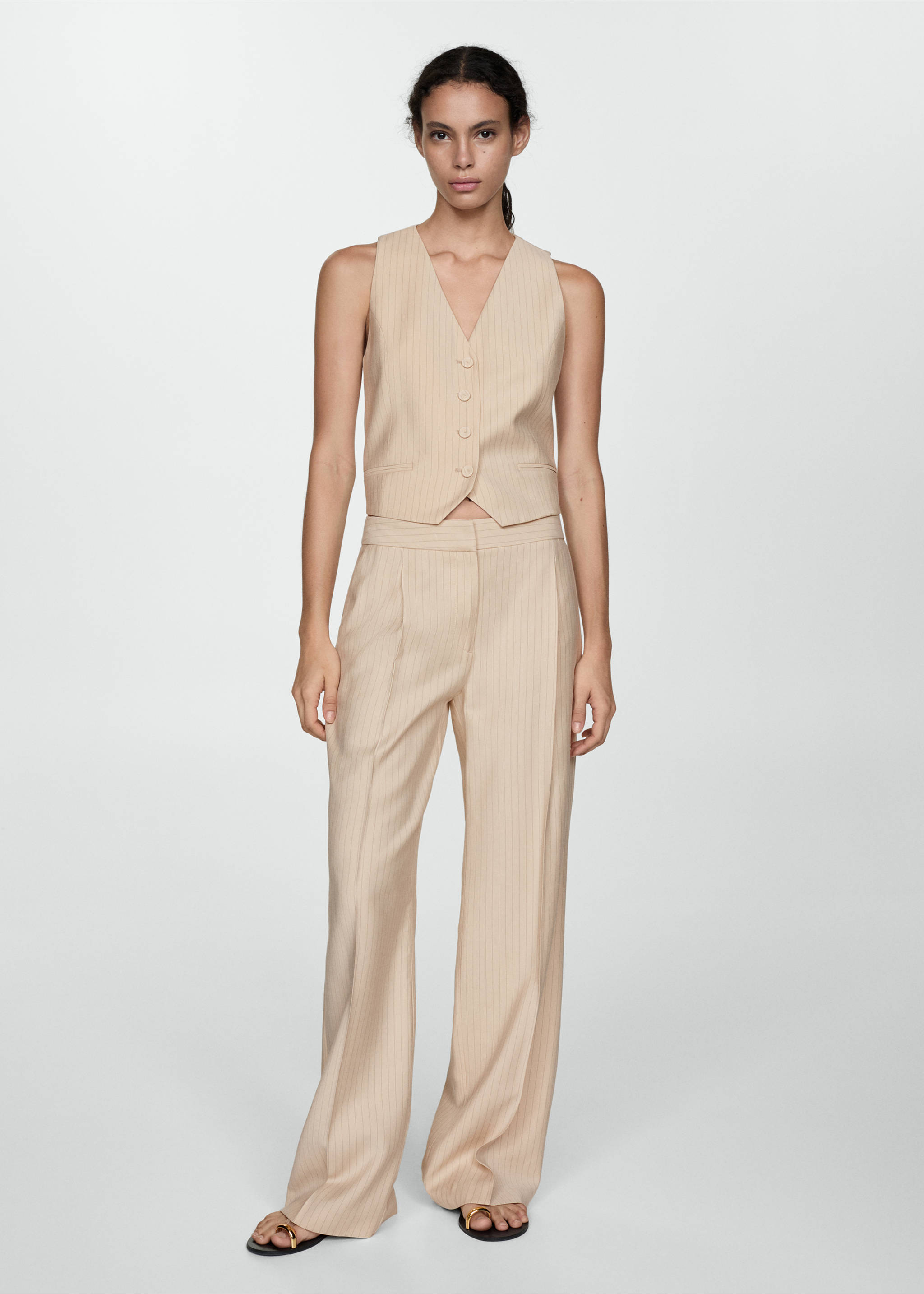 Striped suit trousers - General plane, Beige. Ref: 77083264-00.