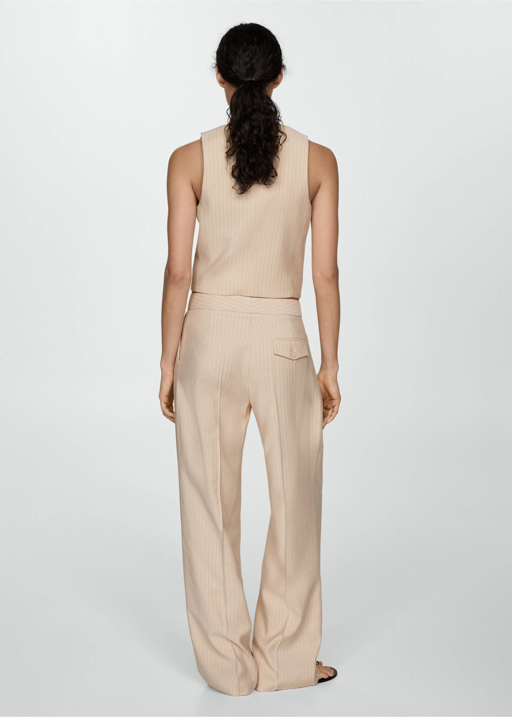 Striped suit trousers - Reverse of the article, Beige. Ref: 77083264-00.