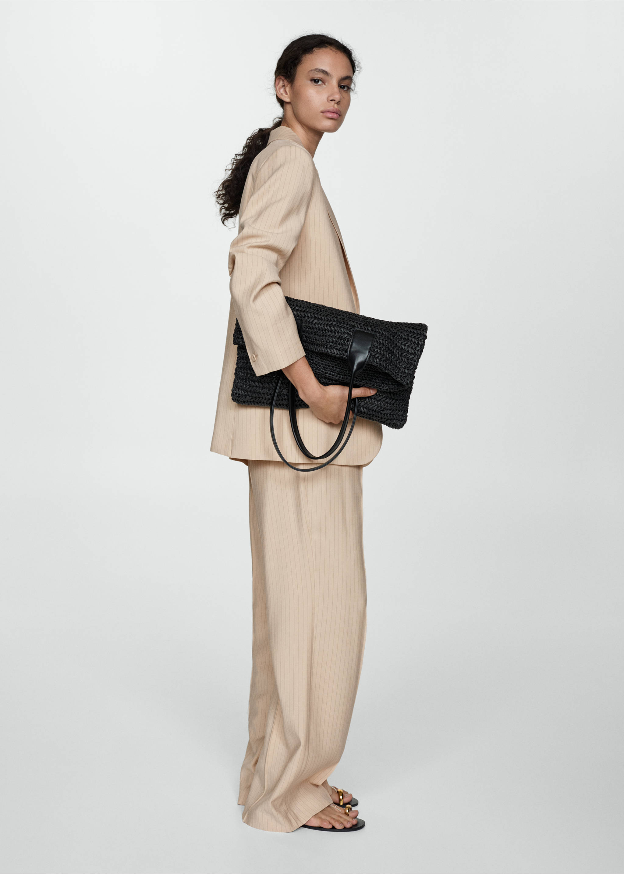 Striped suit trousers - Details of the article 2, Beige. Ref: 77083264-00.