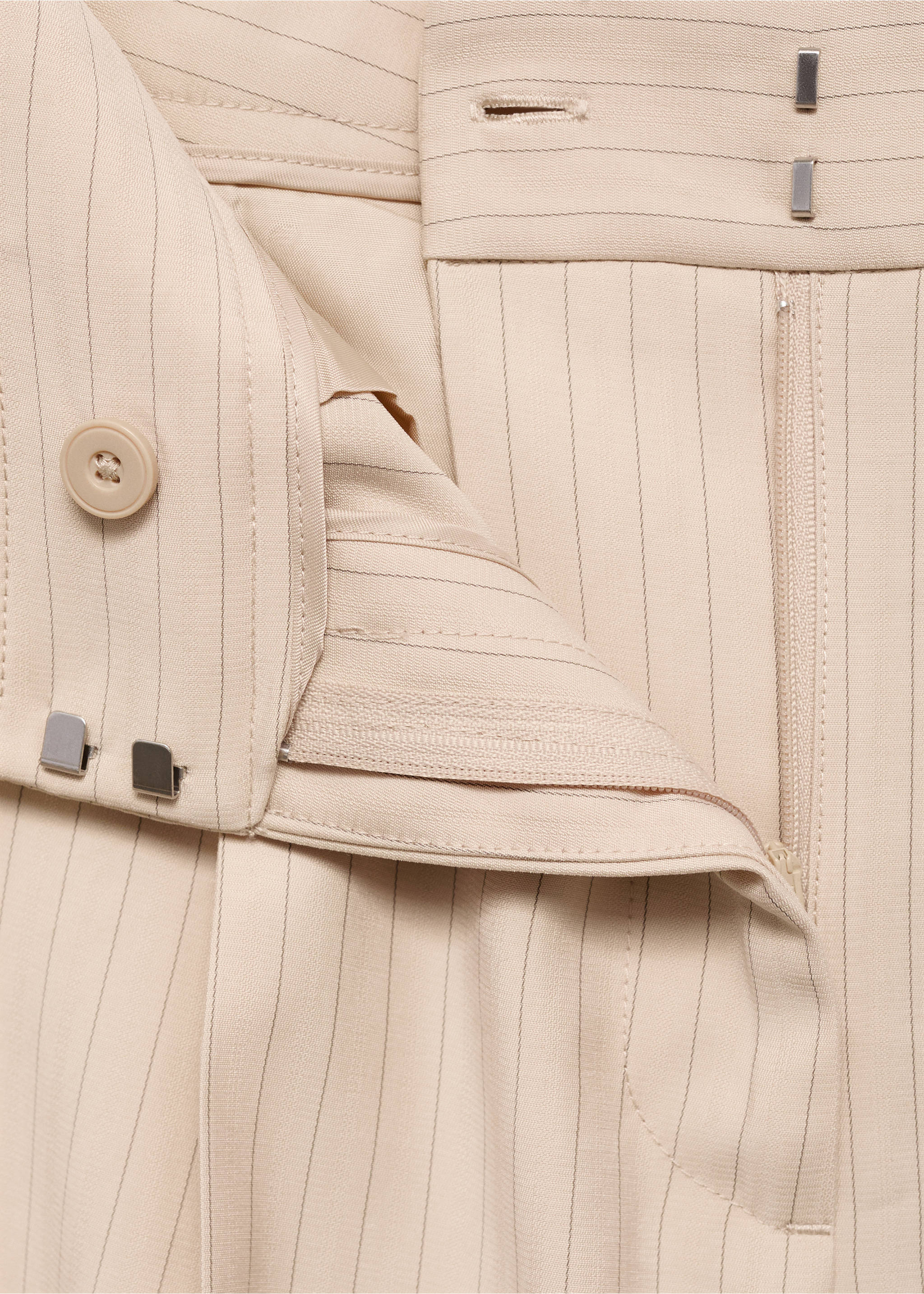 Striped suit trousers - Details of the article 8, Beige. Ref: 77083264-00.
