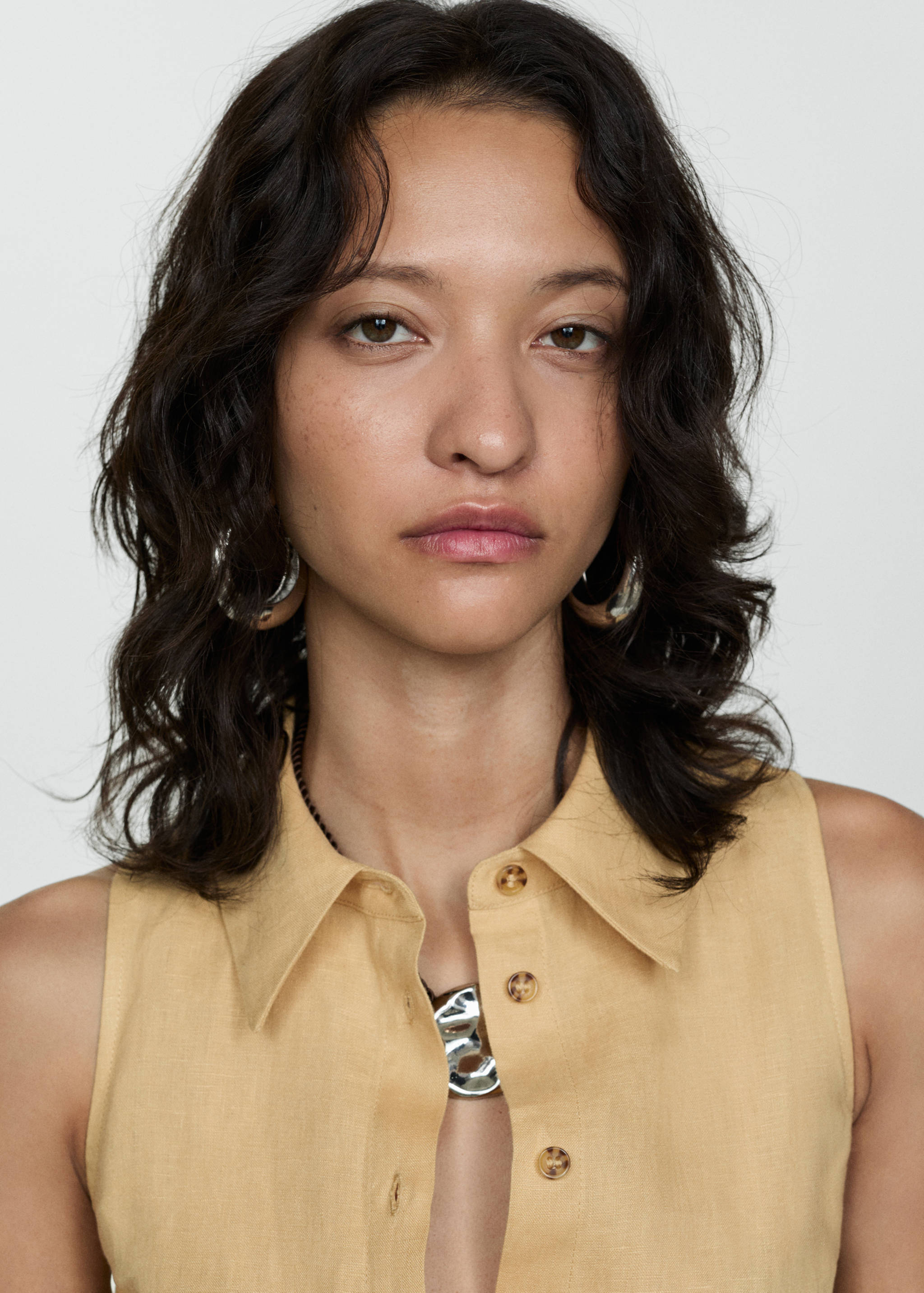 Linen-blend shirt dress - Details of the article 1