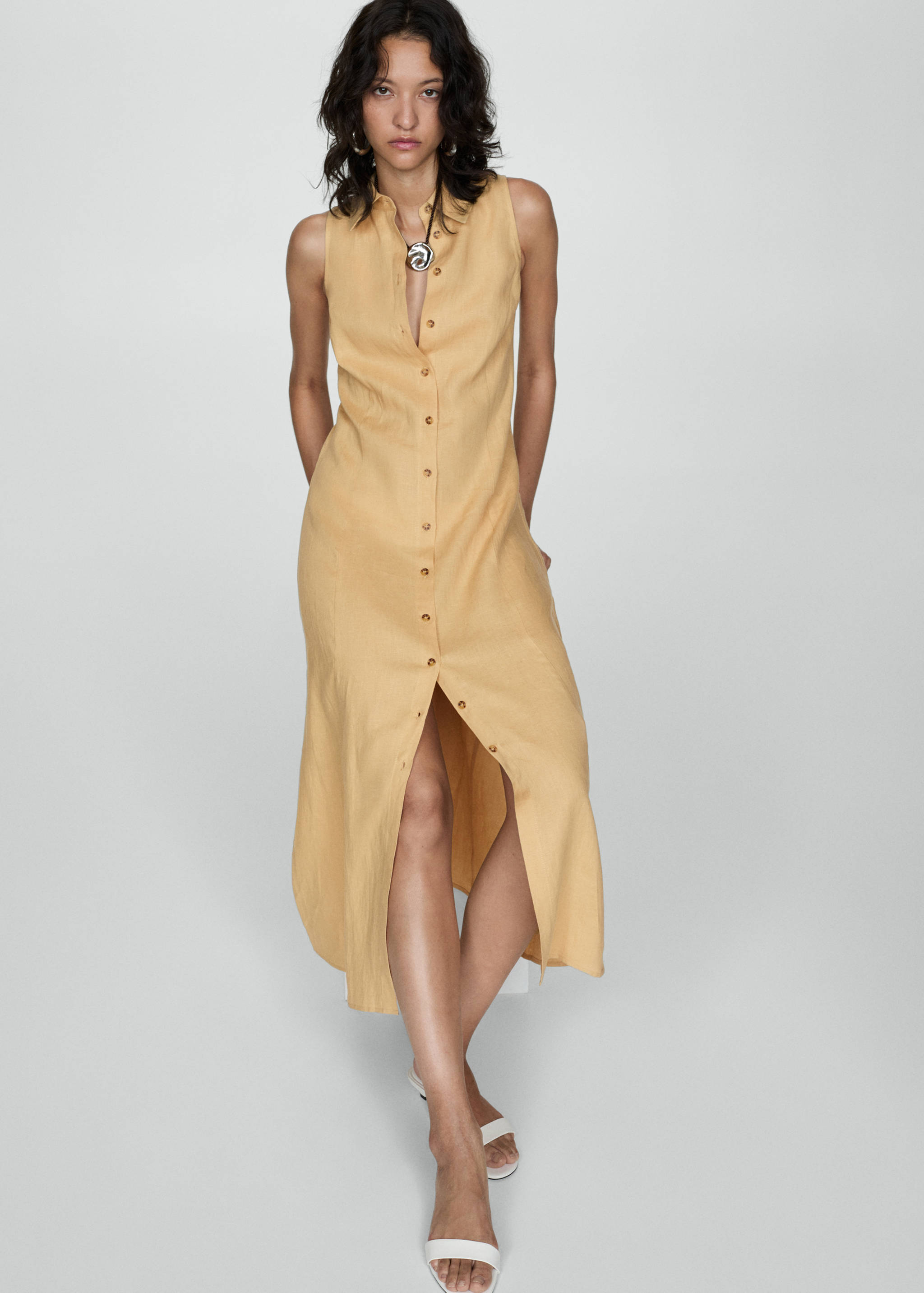 Linen-blend shirt dress - Details of the article 2