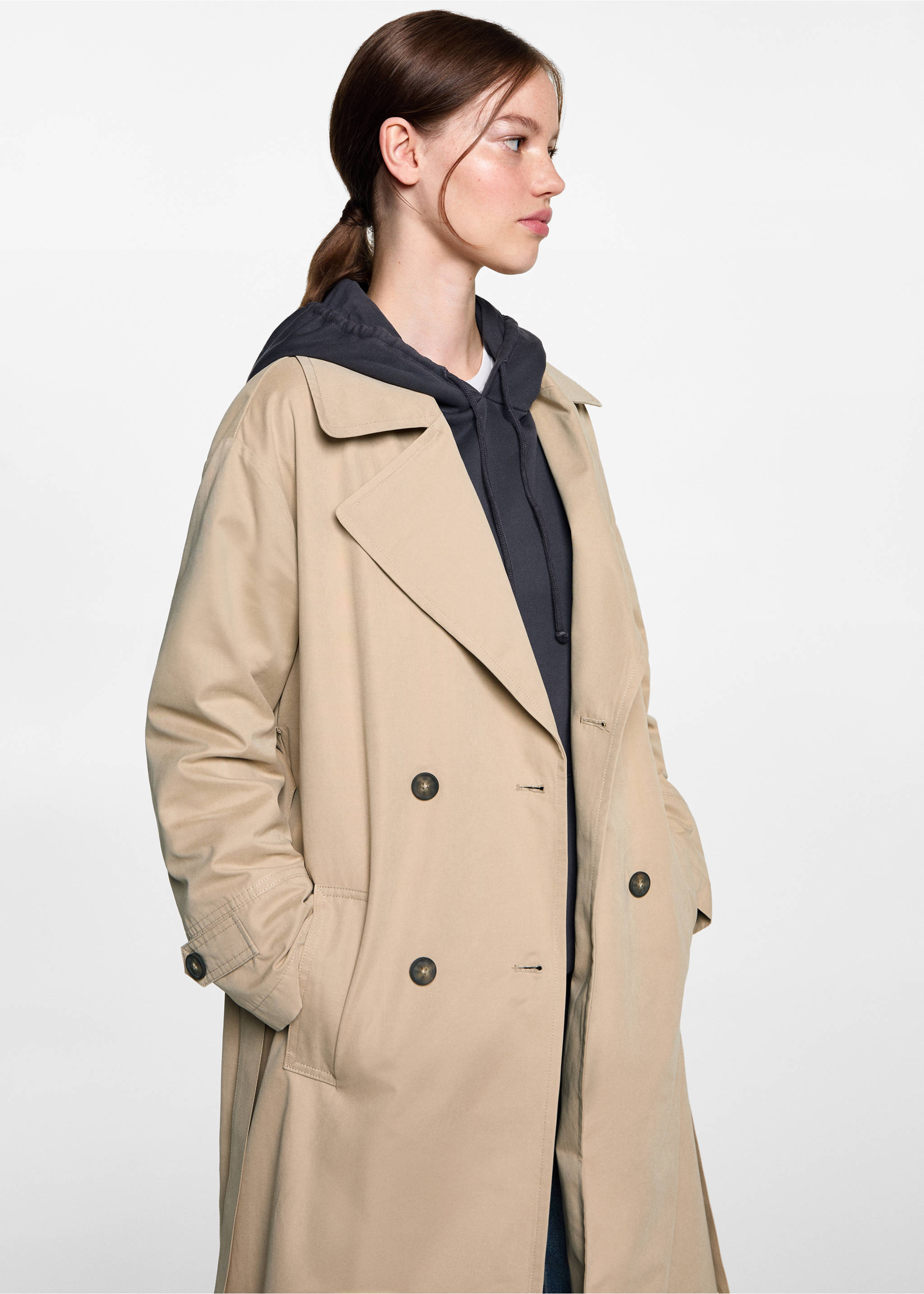 Trench classique ceinture - Plan moyen, Beige. Ref: 77083283-00.