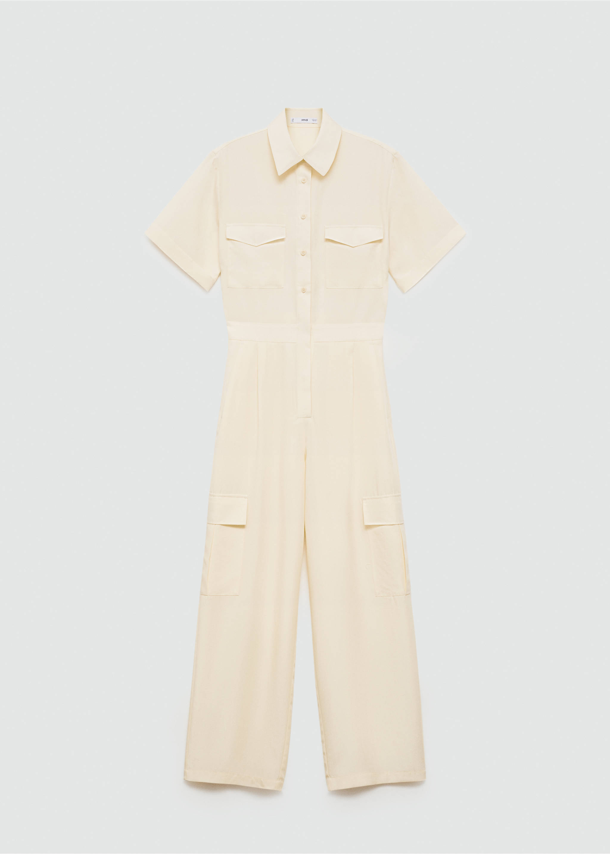 Lyocell shirt jumpsuit - Article without model, Pastel Yellow. Ref: 77083284-00.