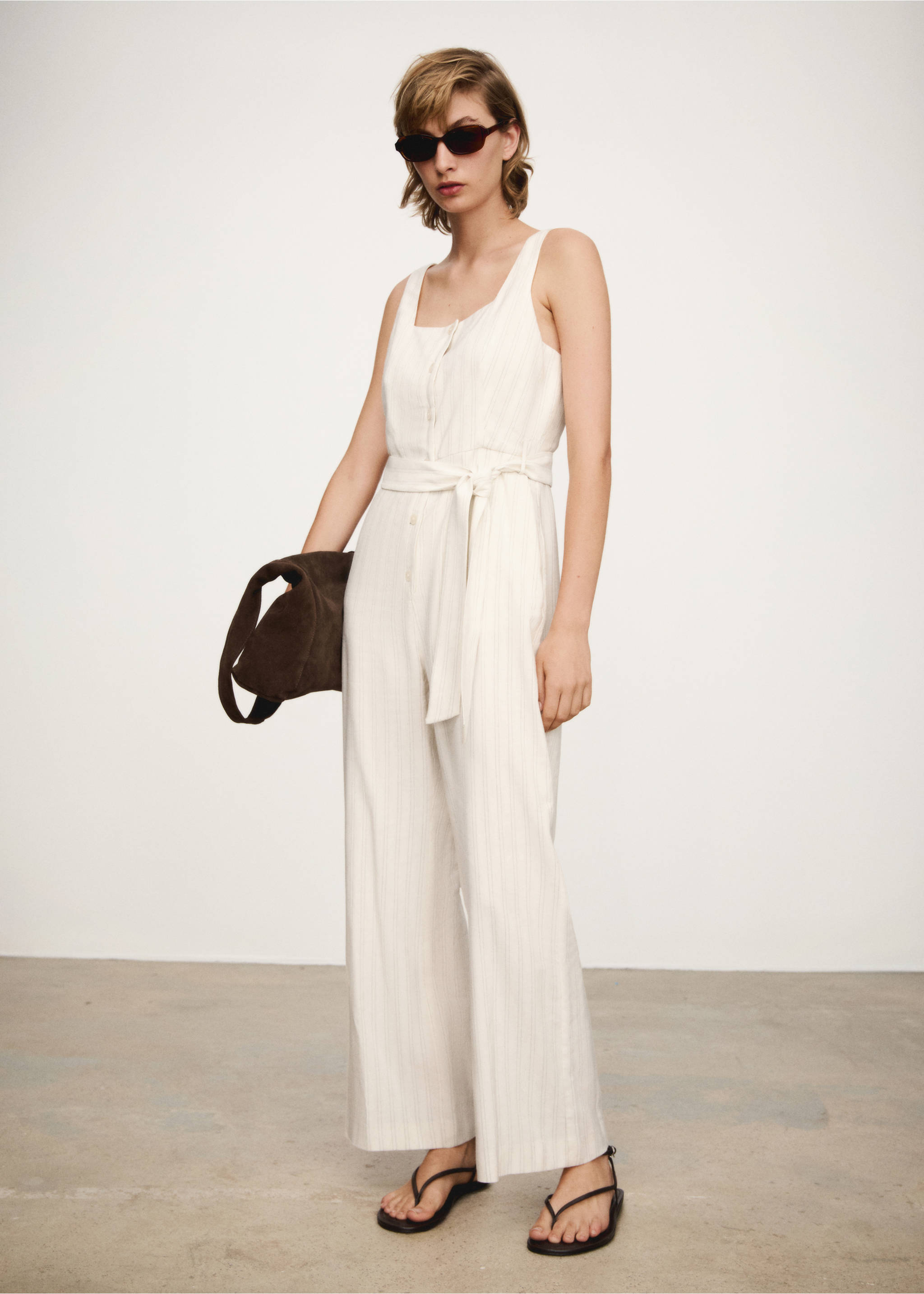 Striped bow jumpsuit - General plane, Off White. Ref: 77083288-00.