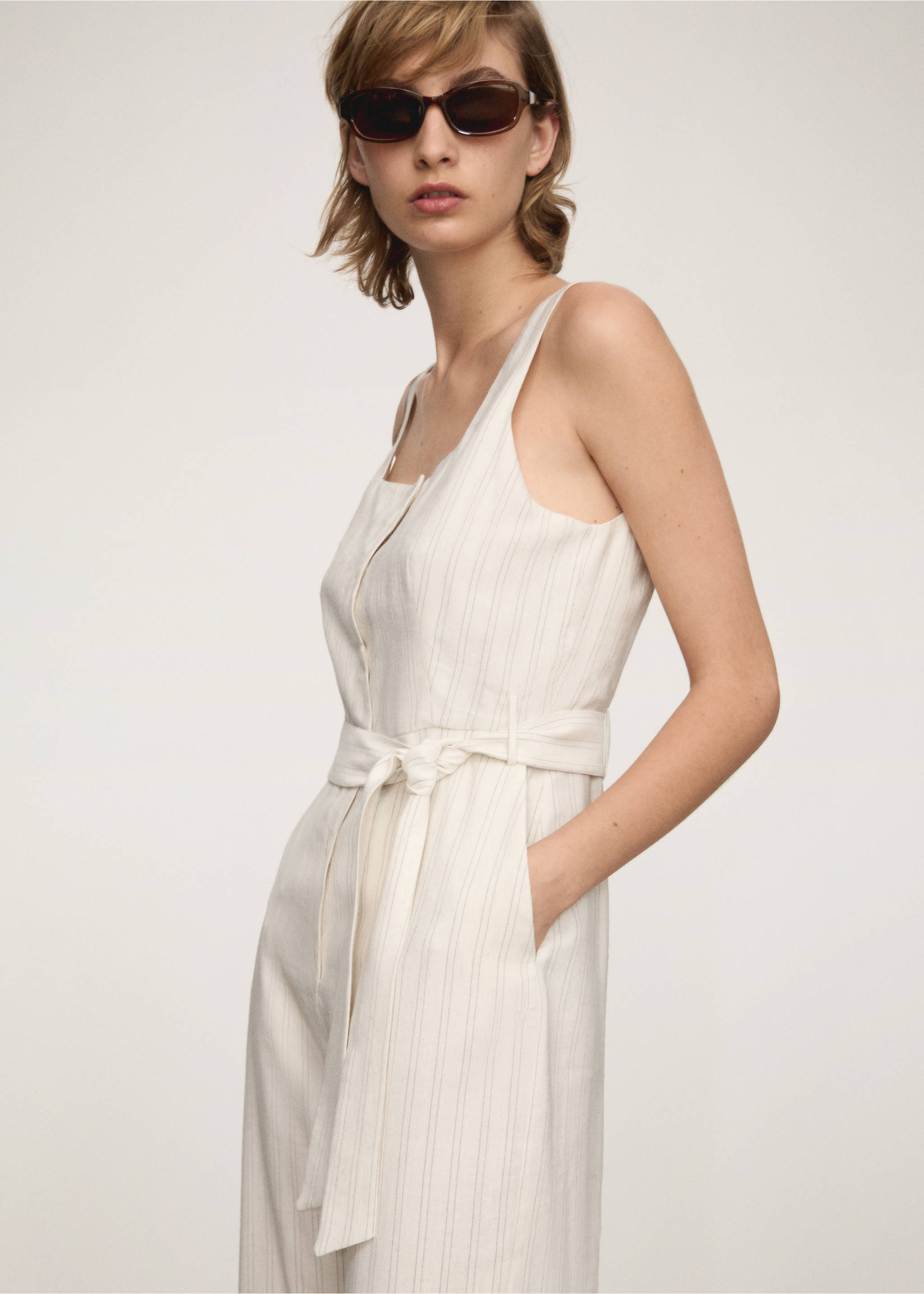 Striped bow jumpsuit - Medium plane, Off White. Ref: 77083288-00.