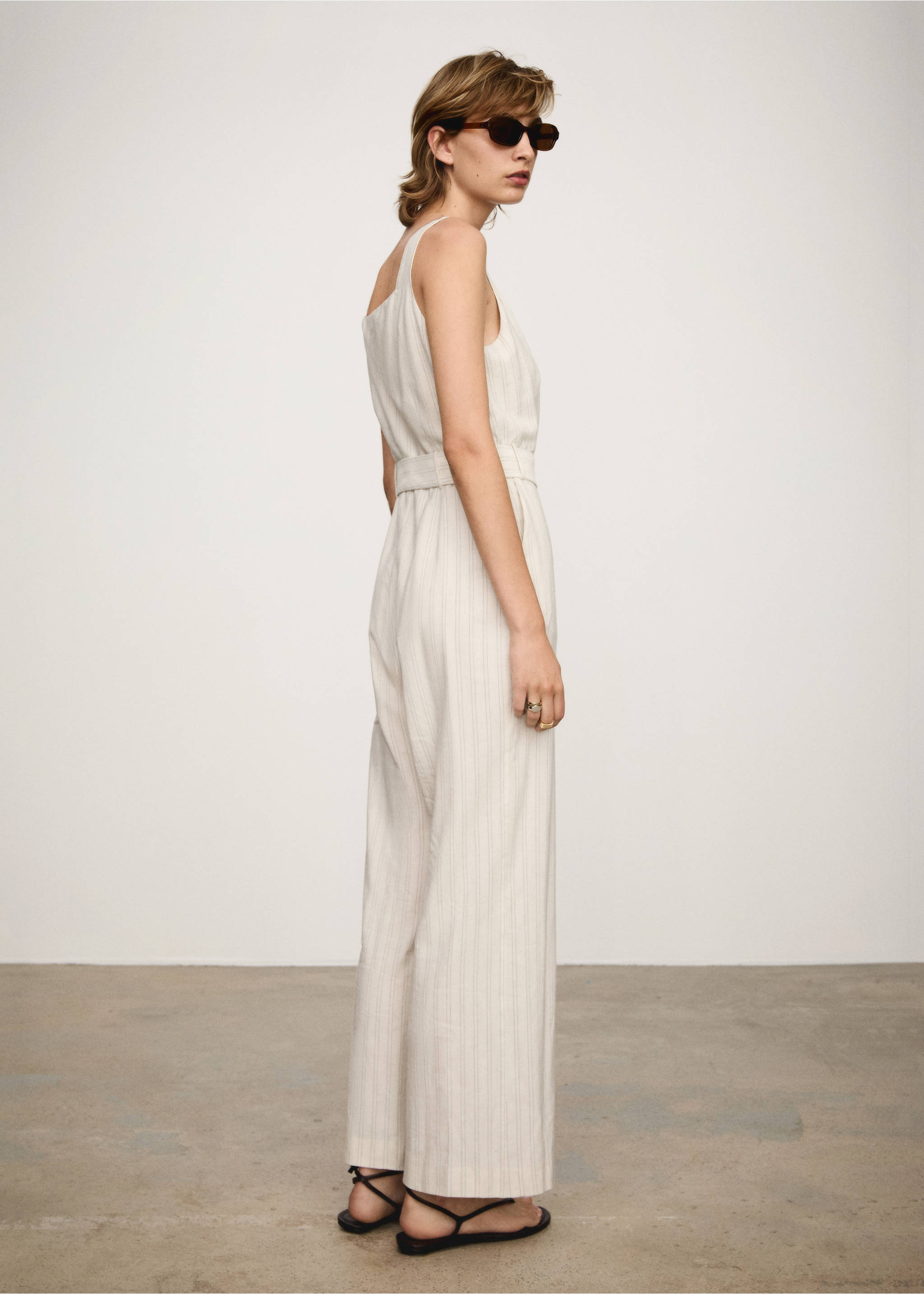 Striped bow jumpsuit - Reverse of the article, Off White. Ref: 77083288-00.