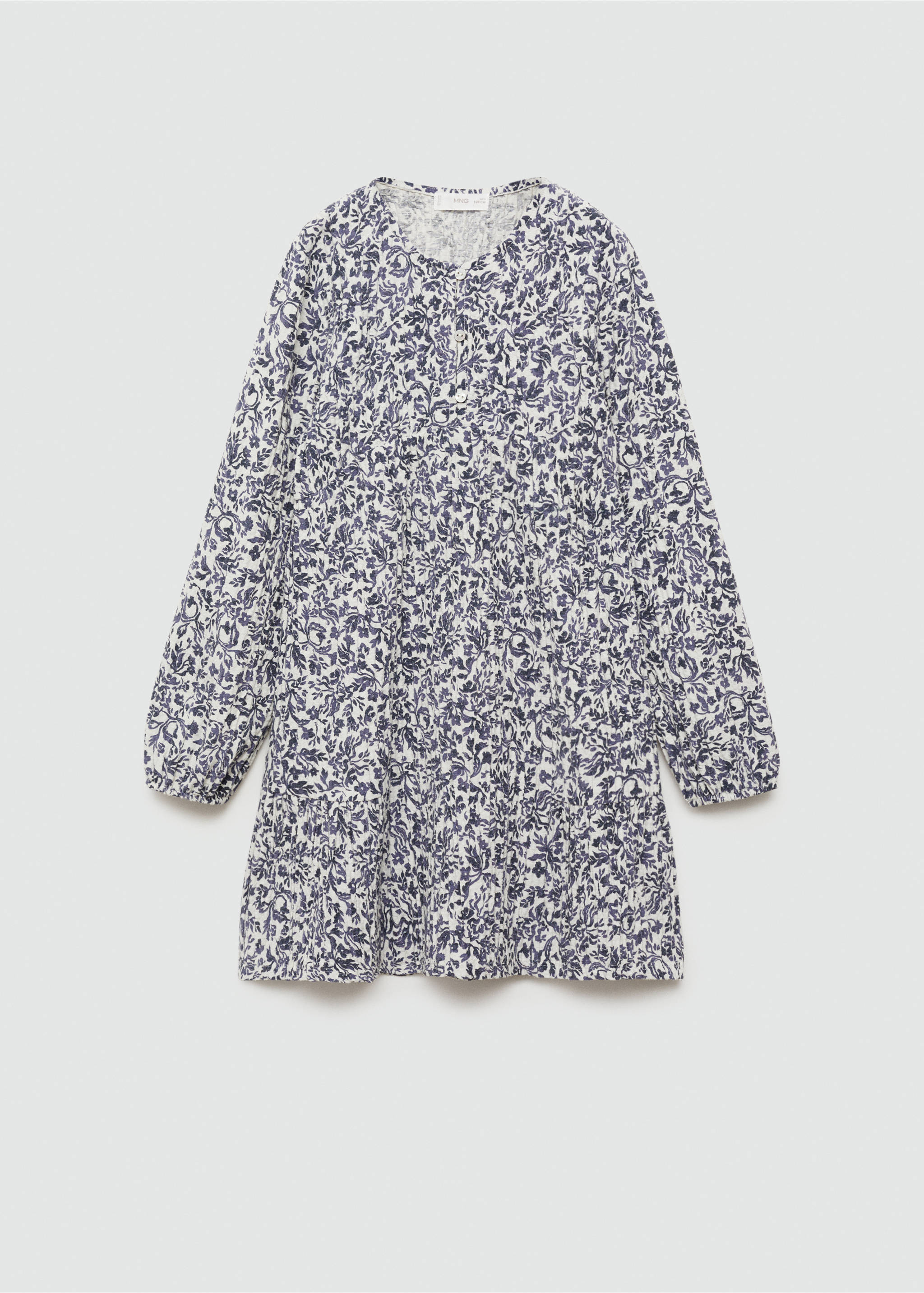 Pleated floral dress - Article without model, Blue. Ref: 77083292-00.