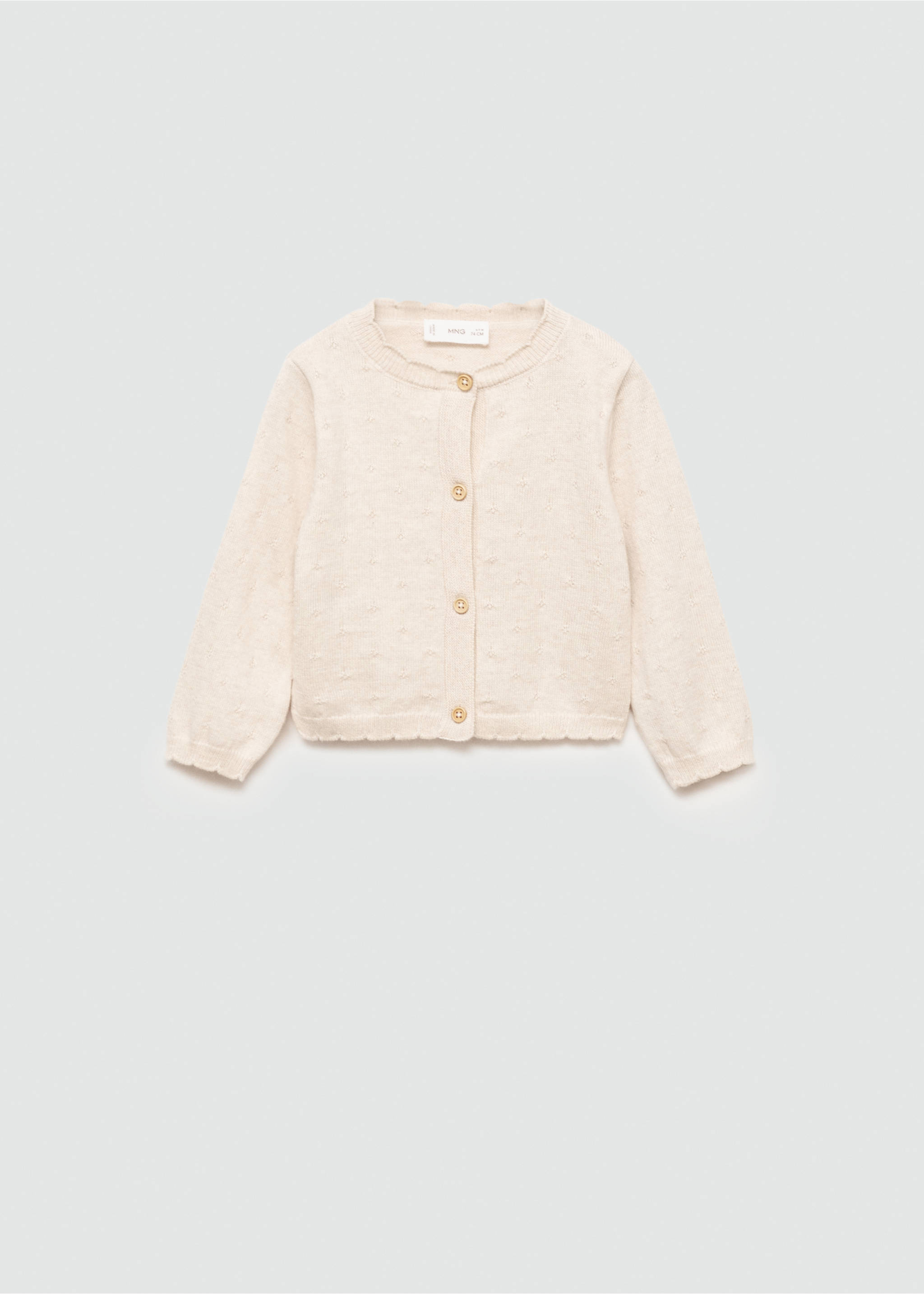 Embroidered knit cardigan - Article without model, Sand. Ref: 77083667-00.