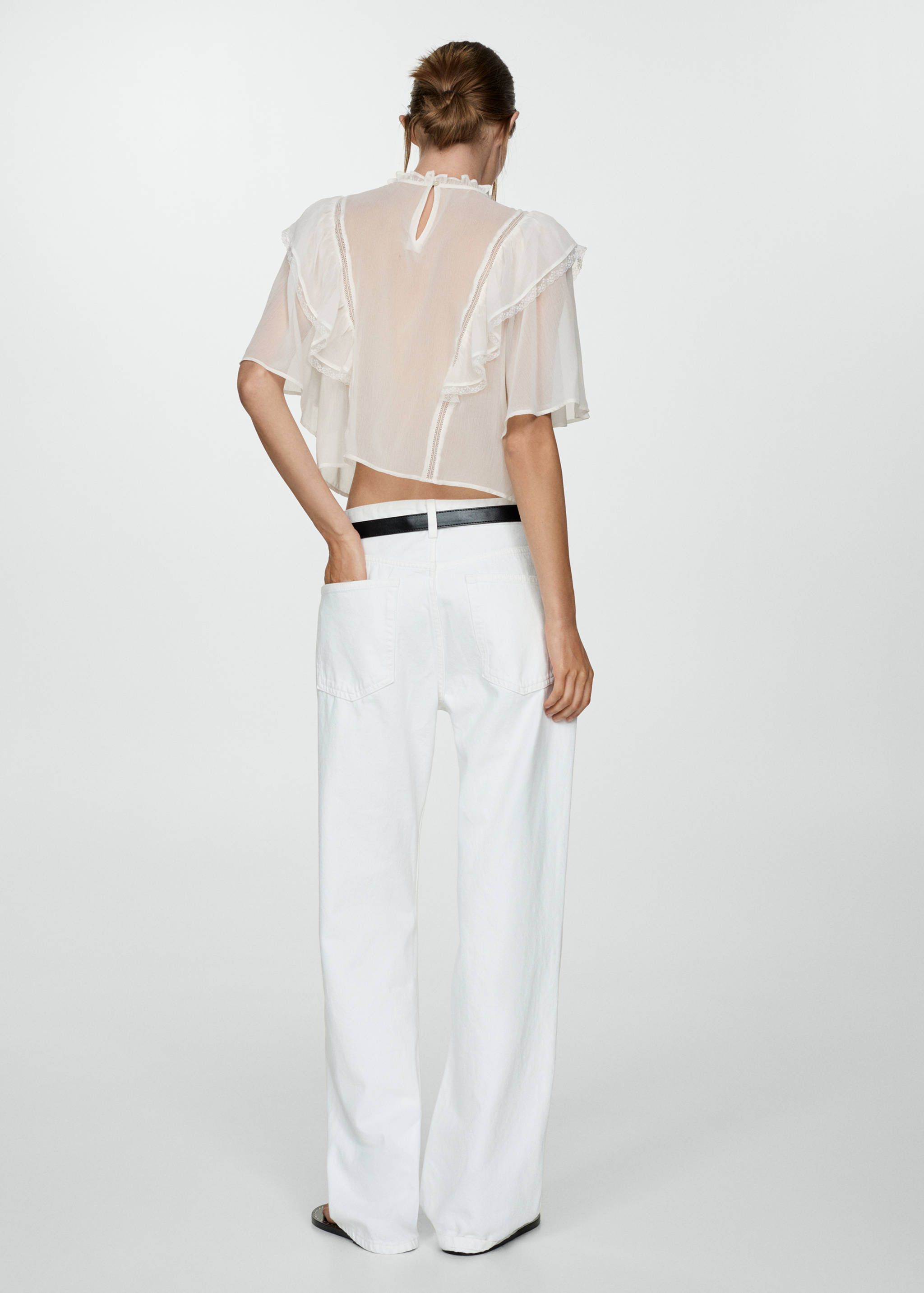 Fluid blouse with embroidered details - Reverse of the article