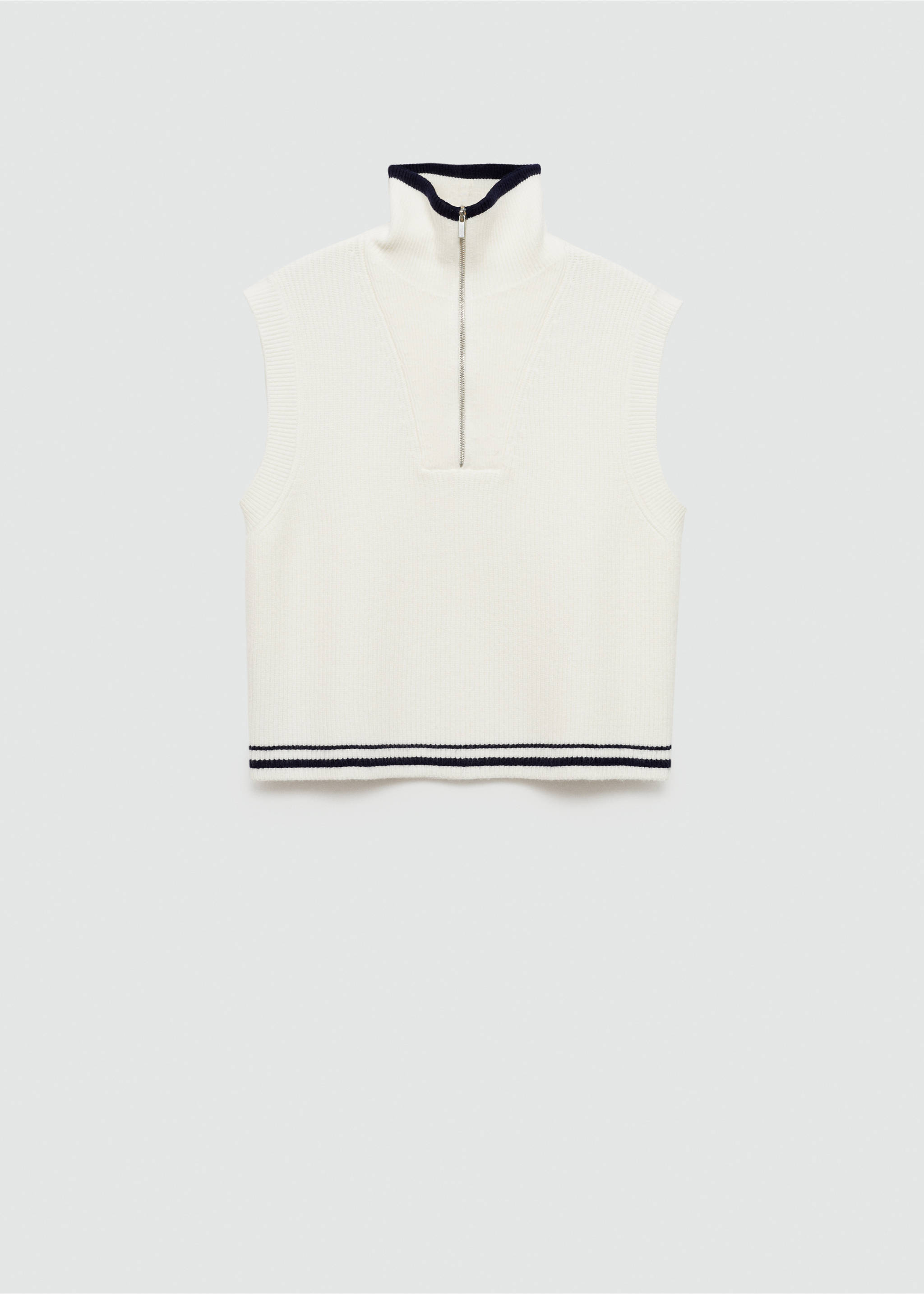 Knitted vest with zip - Article without model, Ecru. Ref: 77084033-00.