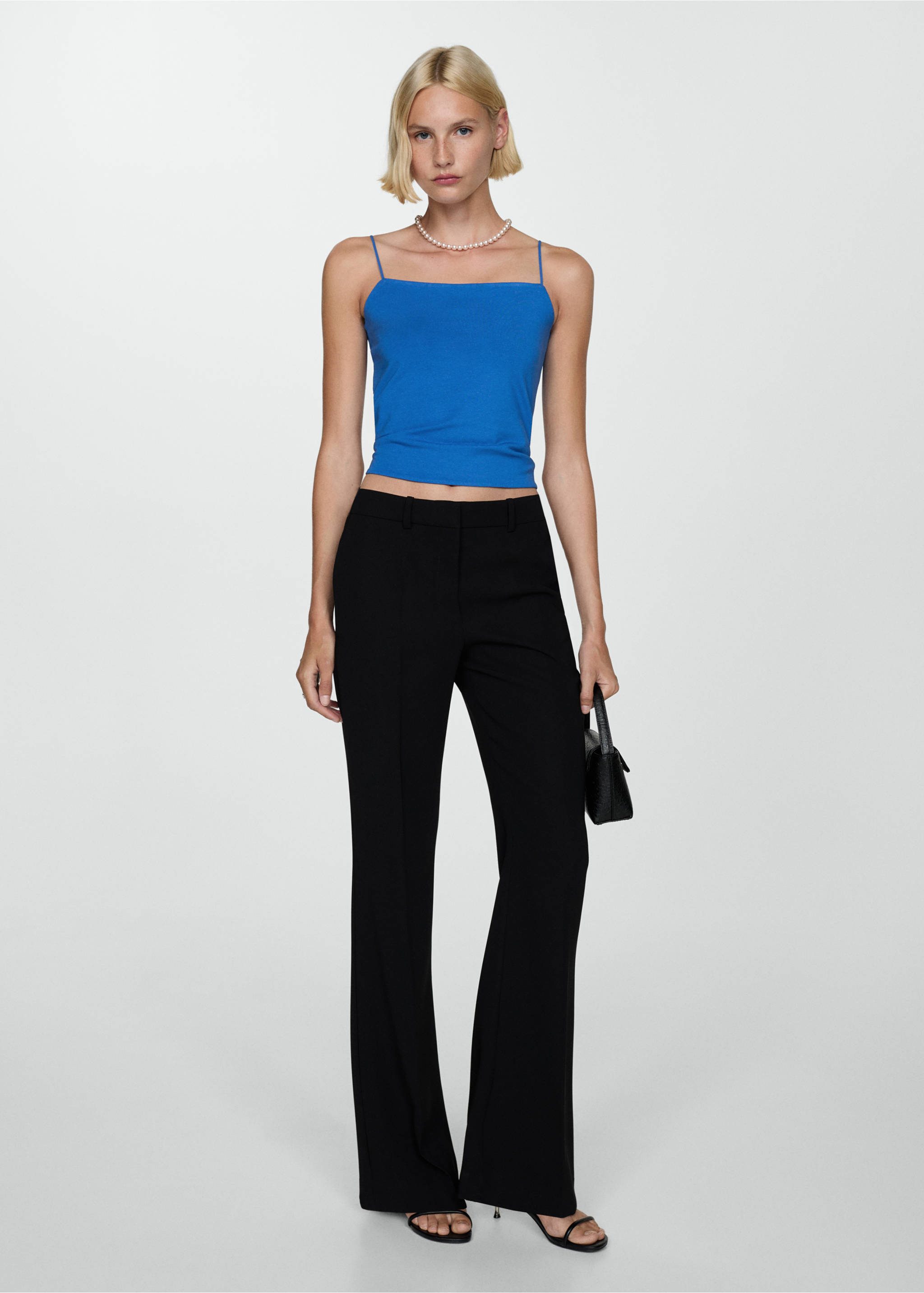 Strapless straight-neck top - General plane, Blue. Ref: 77084037-00.