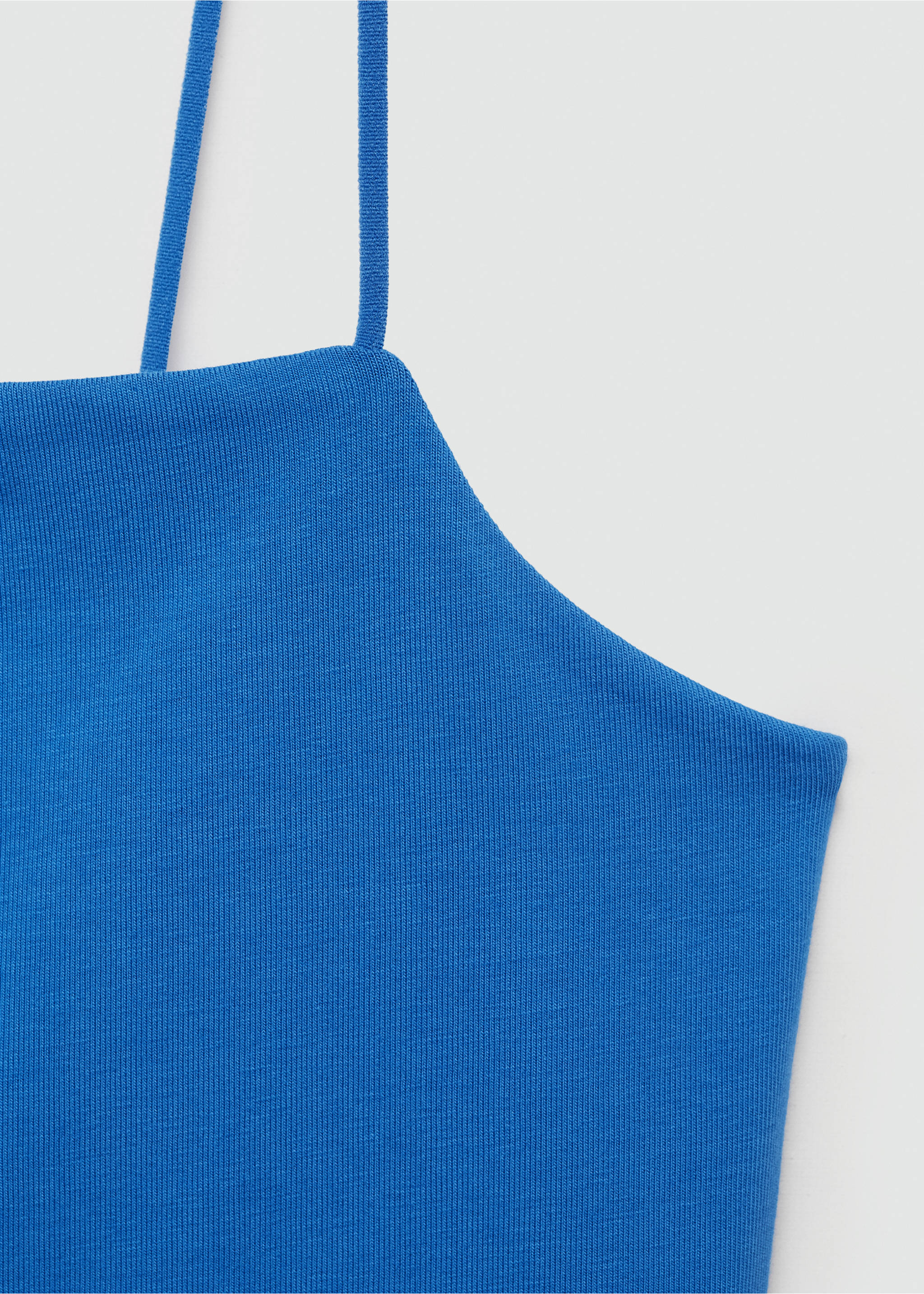 Strapless straight-neck top - Details of the article 8, Blue. Ref: 77084037-00.
