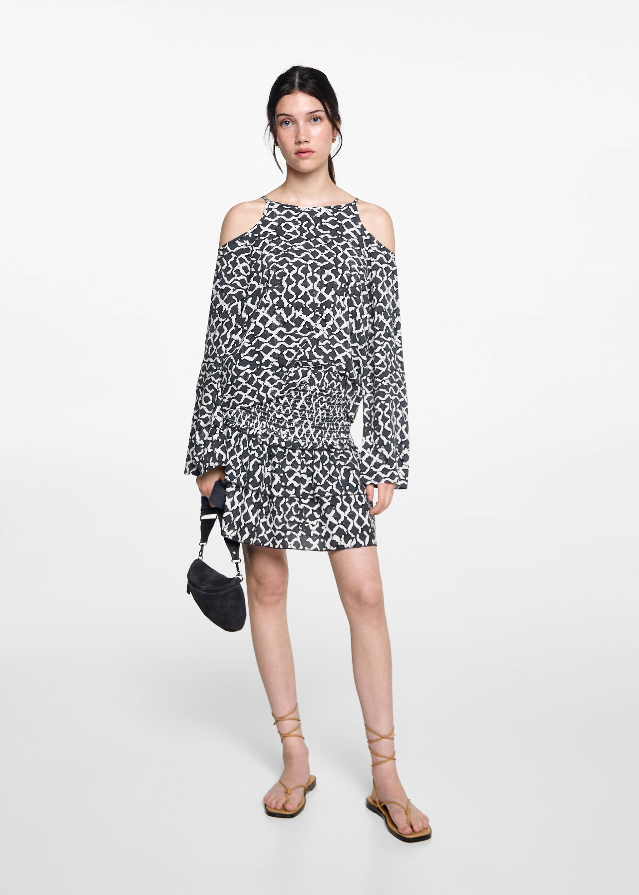 Gathered skirt with ruffles - General plane, Charcoal. Ref: 77084042-00.