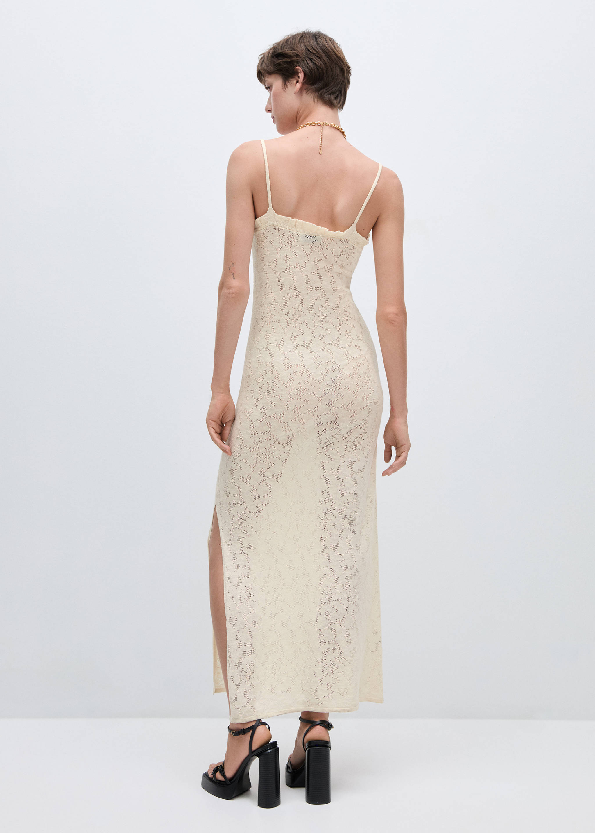 Vestido punto detalles calados - Reverso del artículo