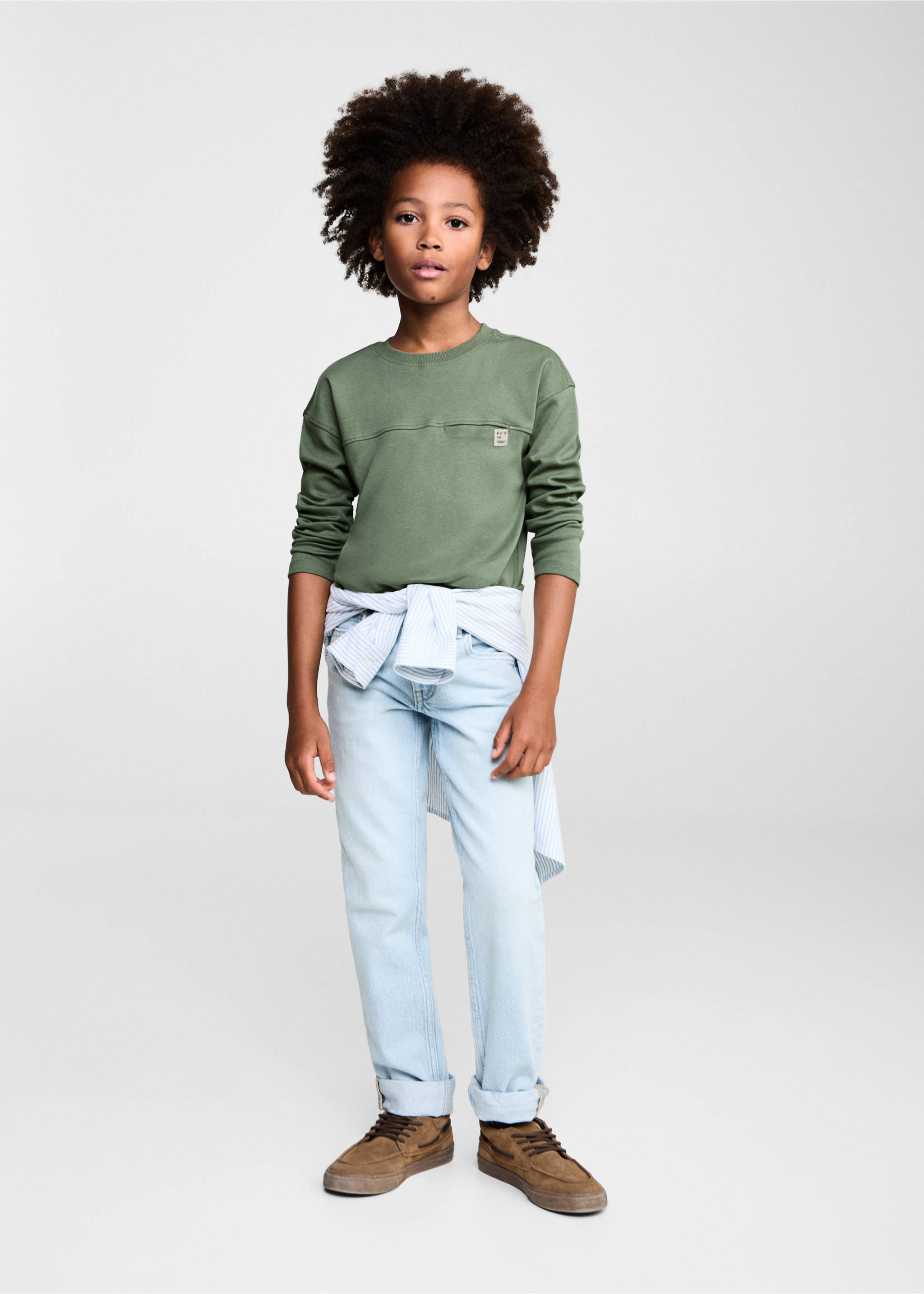 Long sleeve cotton t-shirt - General plane, Forest Green. Ref: 77084437-00.